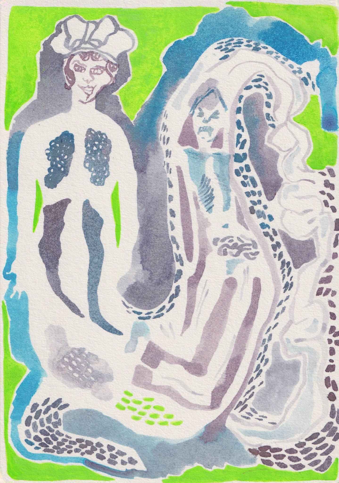 "Housewife IV", 2024, ink and gouache on paper, 21 x 14.8 cm.