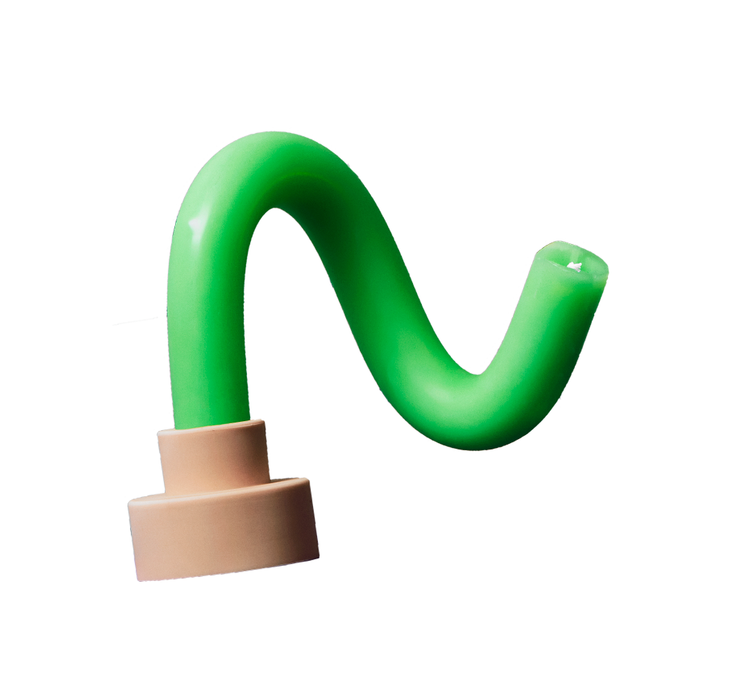 Vela verde curva moldeada a mano con soporte de cerámica