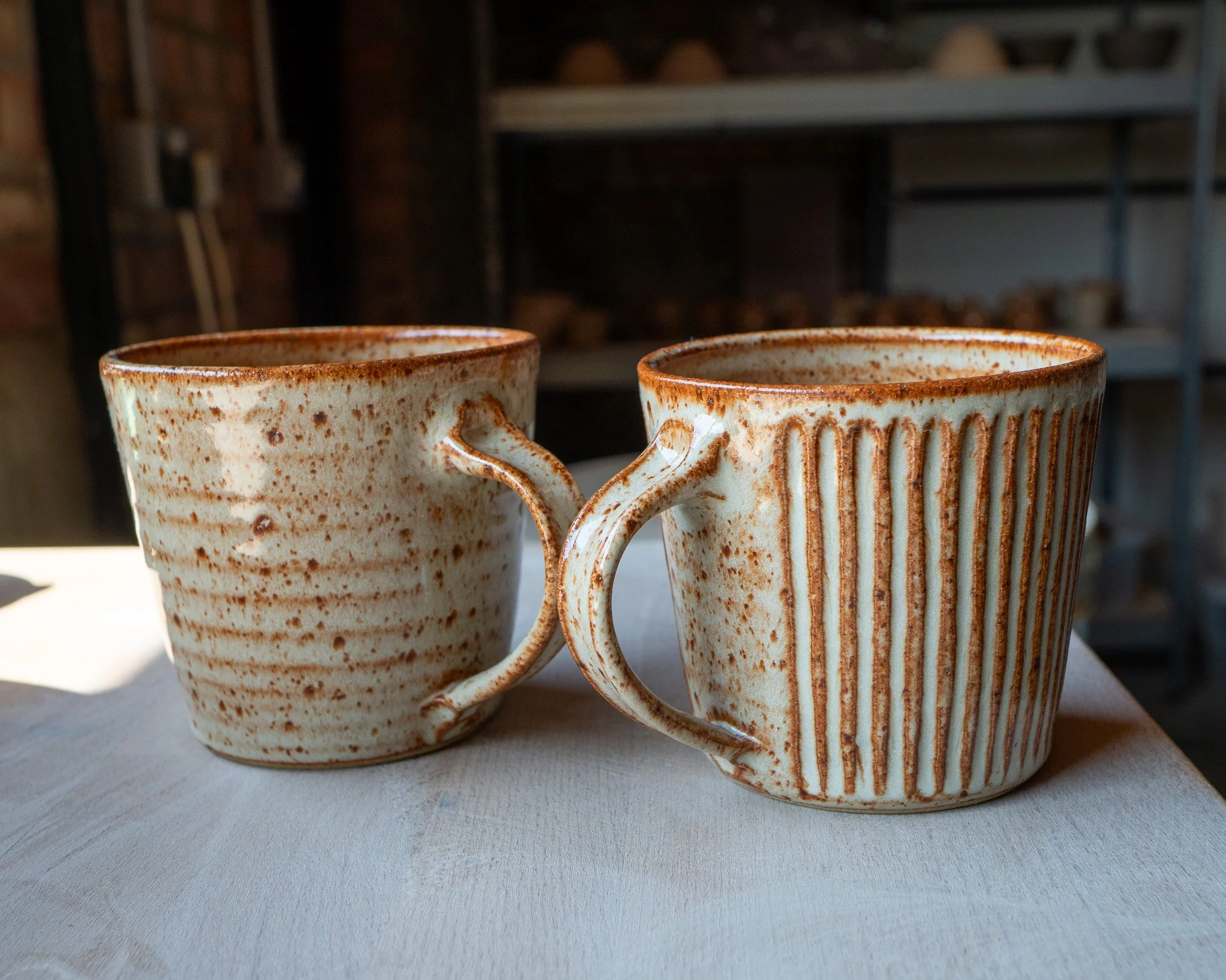 2 Light Speckled Cups J80