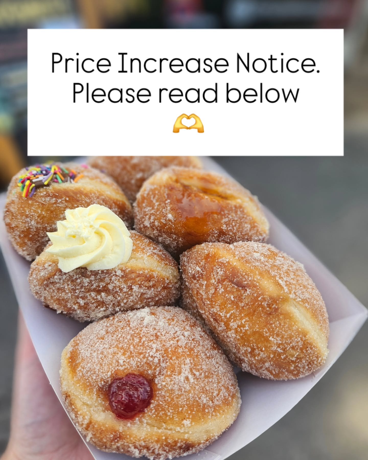Dear Doughnut Fam ❤️🍩
Since opening our little doughnut trailer in 2022, we&rsquo;ve poured our hearts (and a whole lot of custard!) into every doughnut we make &mdash; and we&rsquo;ve done our very best to keep our prices steady through all the ups