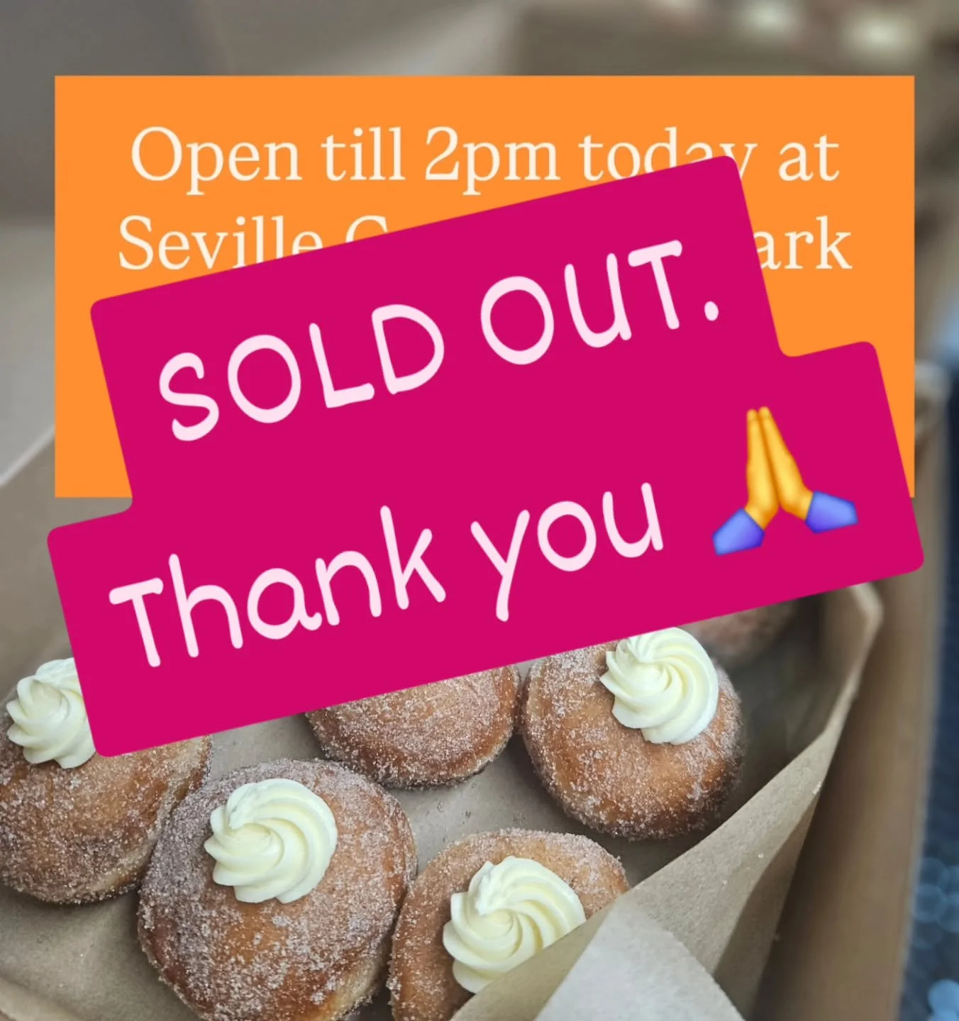 We have Sold Out today in Seville! Thanks so much guys! We are so grateful for your support 🥰 

Sorry to anyone who missed out! We will be at Chirnisde Park Fire Brigade tomorrow from 10am for their Open Day! Don't forget to swing by for an awesome 