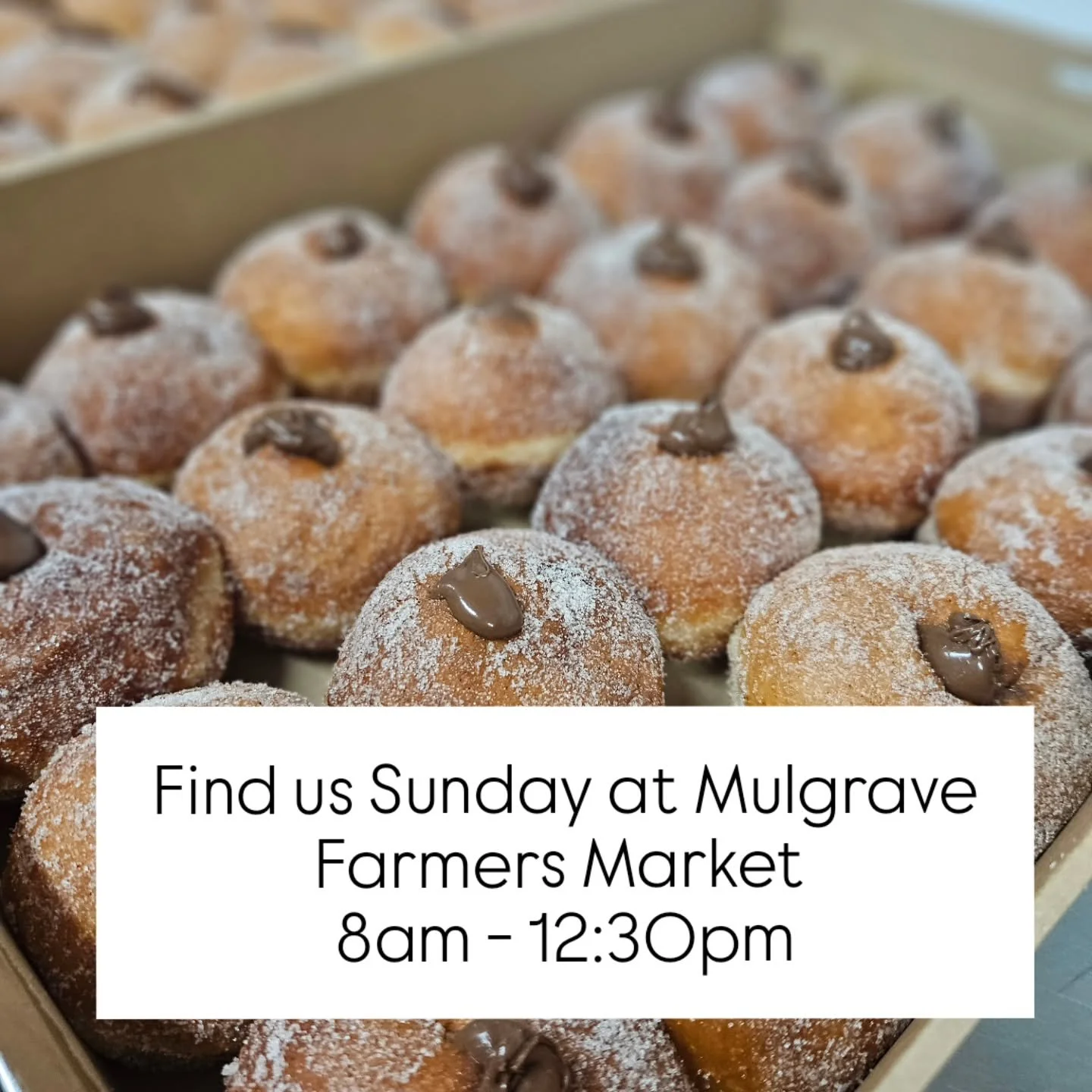 Sunday morning, Mulgrave! 🌞🍩

We're at Mulgrave Farmers Market from 8am - 12:30pm!

Fresh doughnuts made on-site. Get yours before we sell out!

See you soon!

#thegreatestdoughman #mulgrave #farmersmarkets #FreshDoughnuts #madefresh
