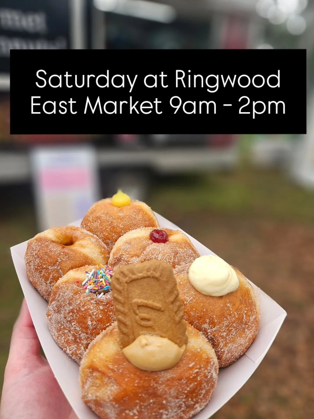 Saturday Market Day find us @ringwoodeastmarket 9am till 2pm serving your favourite doughnuts ☺️❤️🍩 
Cant wait to see you there 👋🍩 

#smallbusiness #australianingredients #madefresh #gourmetdoughnuts #thegreatestdoughman