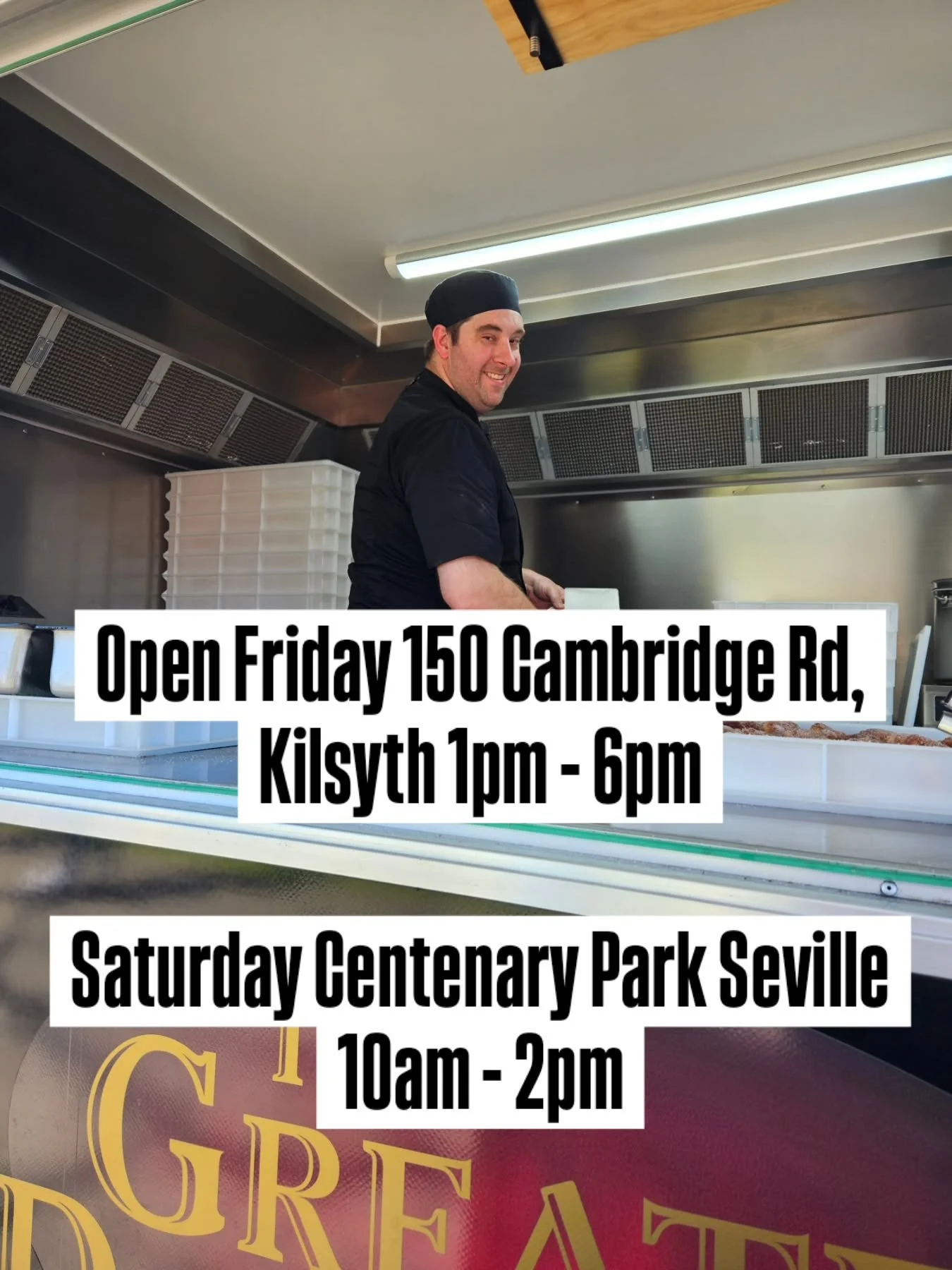 Good morning Doughnut Fam! 🍩✨

Just a cheeky reminder of where to find your fresh, fluffy favourites this week&hellip; because let&rsquo;s be honest, everything&rsquo;s better with a doughnut 😏

📍 Friday &ndash; 150 Cambridge Rd, Kilsyth
⏰ 1pm &nd