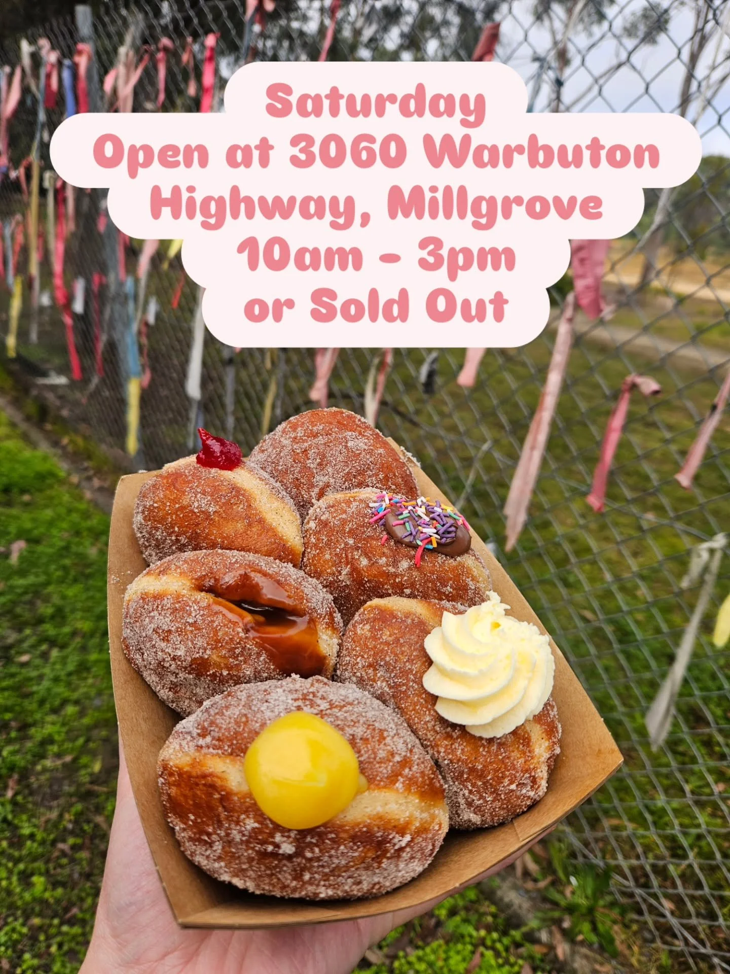 ☀️ GOOD MORNING MILLGROVE!!! ☀️

The weekend is HERE and we&rsquo;re back at 3060 Warburton Highway, Millgrove today from 10am&ndash;3pm&hellip; or until we&rsquo;re SOLD OUT! 😜🍰

Feeling like a little sweet treat? Welllll&hellip; you&rsquo;ve come