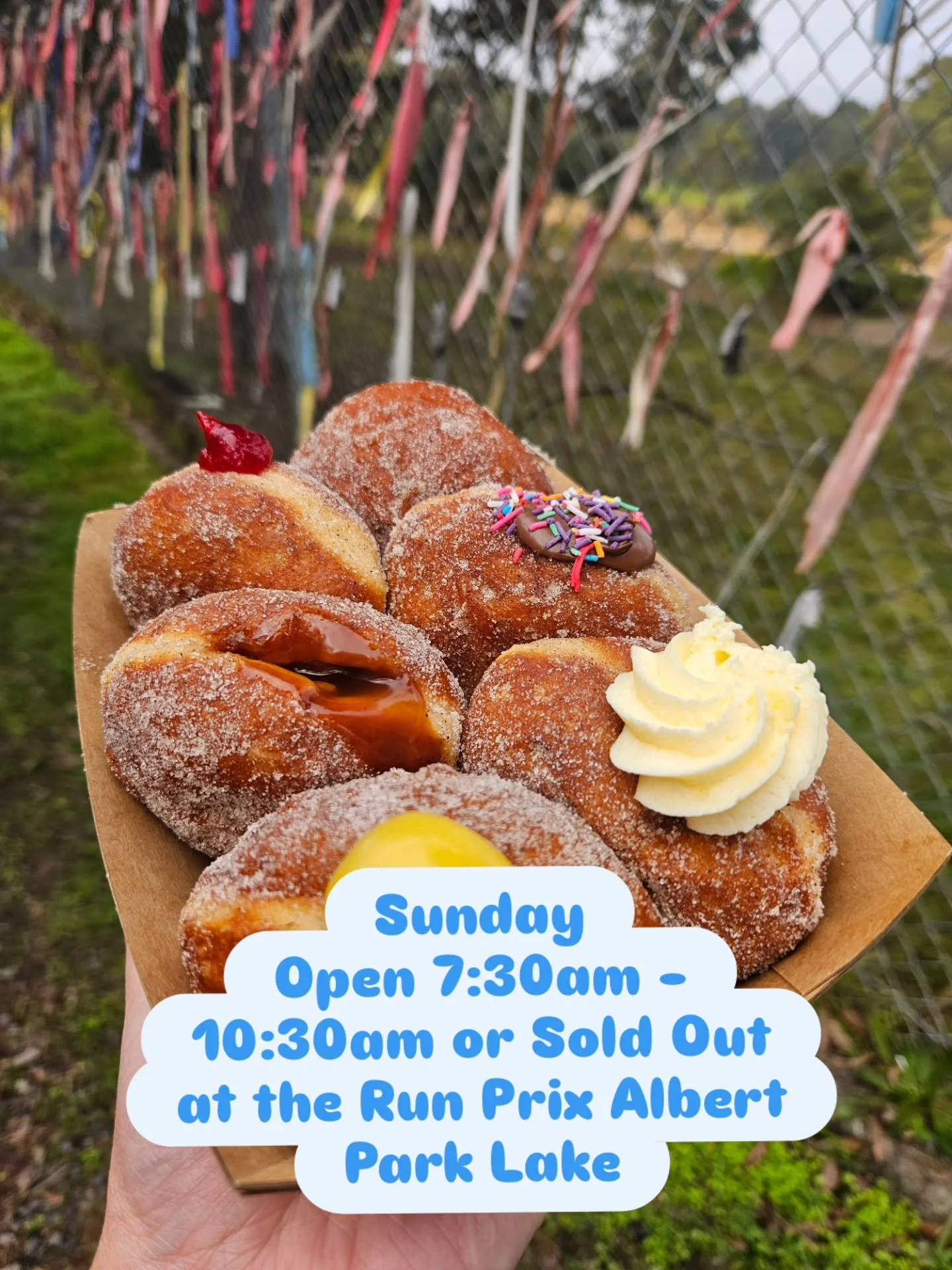 🍩✨ GOOD MORNING, DOUGHNUT FAM! ✨🍩

Sunday Funday is here and we&rsquo;re popping up at Albert Park for the Run Prix! 🏃💨

We&rsquo;ll be serving up our fresh, fluffy, oh-so-delicious doughnuts from 7:30am &ndash; 10:30am (or until Sold Out)

We&rs