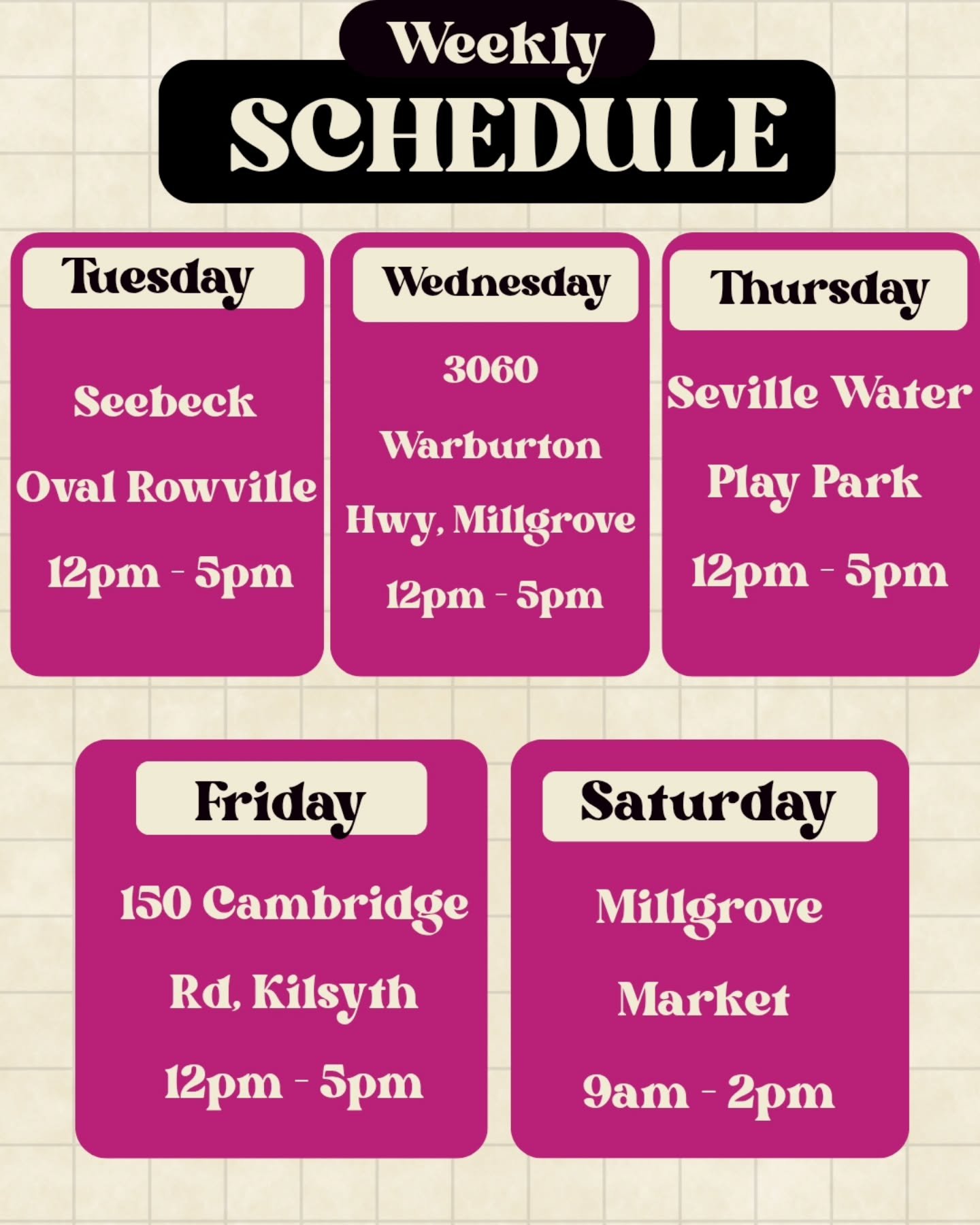 🍩✨ GOOD MORNING, DOUGHNUT FAM! ✨🍩

Hope you all had a fabulous weekend! 💕 We&rsquo;re bringing the doughnut goodness all around town this week, and we can&rsquo;t wait to see your smiling faces! 😍🍩

📍 HERE&rsquo;S WHERE TO FIND US THIS WEEK! 👇