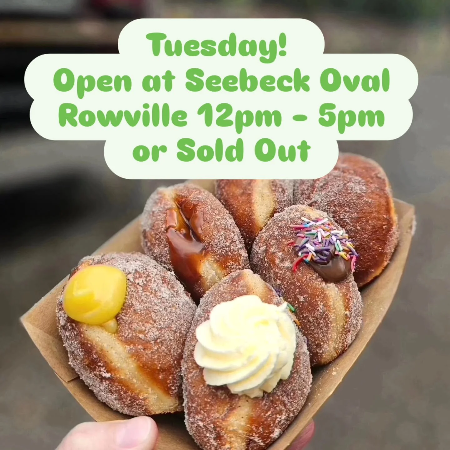 🍩🎉 GOOD MORNING, ROWVILLE!!! 🎉🍩

Guess what, Rowville?! 😍 WE&rsquo;RE POPPING UP TODAY! 🥳🙌

You&rsquo;ll find us at Seebeck Oval, Rowville, serving up all your favourite fresh, delicious doughnuts to make your Tuesday a whole lot sweeter! 🤤🍩