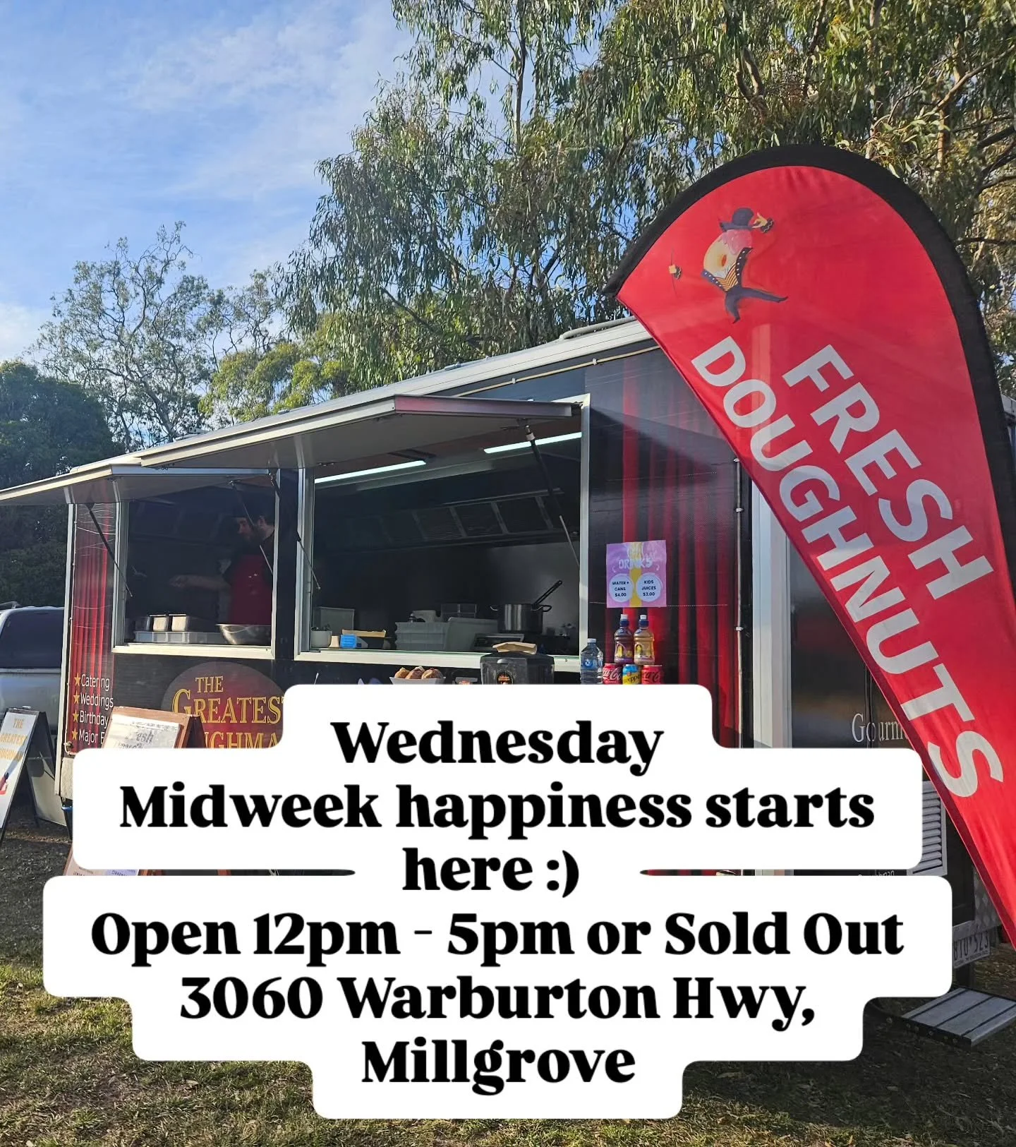 ✨🩷 HAPPY WEDNESDAY, MILLGROVE! 🩷✨

🎉 We&rsquo;re OPEN today from 12pm &ndash; 5pm OR SOLD OUT!

📍 3060 Warburton Hwy, Millgrove

We can&rsquo;t wait to see you and serve you up some goodies, and spread a little midweek happiness! 🥰🌸

A HUGE THA