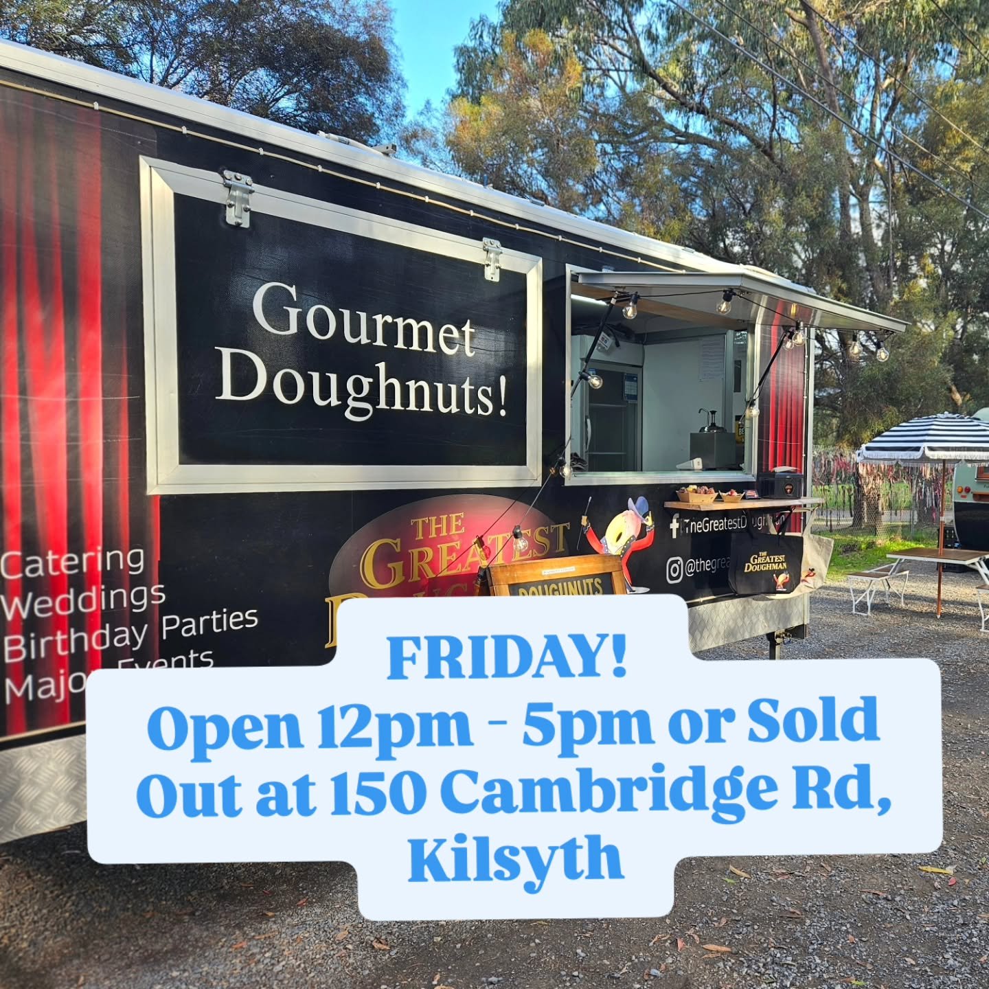🍩✨ GOOD MORNING, KILSYTH! HAPPY FRI-YAY! 🎉

Who&rsquo;s ready to sprinkle a little sweetness into their Friday?! 🍩🥳

We&rsquo;re OPEN TODAY from 12PM&ndash;5PM OR UNTIL SOLD OUT! ⏰💨

📍 150 Cambridge Rd, Kilsyth

We&rsquo;ll be serving up all yo