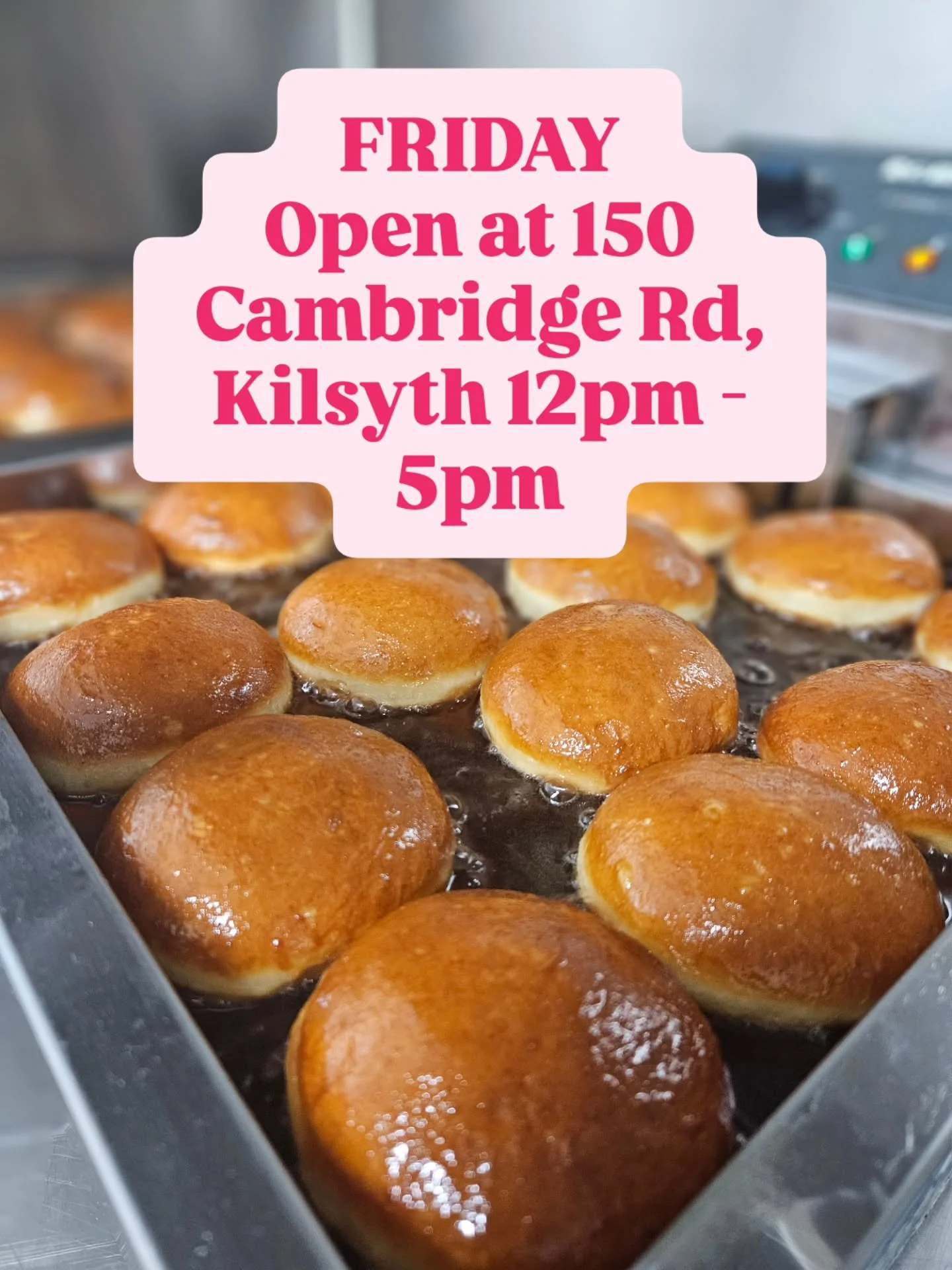 Good Morning Kilsyth! 🍩 

The long weekend is almost here 🥳 Why not celebrate and treat yourself with the freshest most delicious doughnuts going round?! 

We are open roadside today at 150 Cambridge Road in Kilsyth 12pm - 5pm or Sold Out! 

We can
