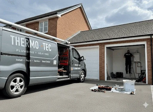 thermotec installing a boiler in a garage in wokingham