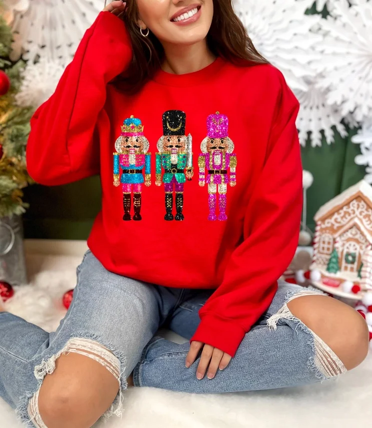 Pre-Order - Preppy Christmas Sweatshirt, Nut Cracker Crewneck