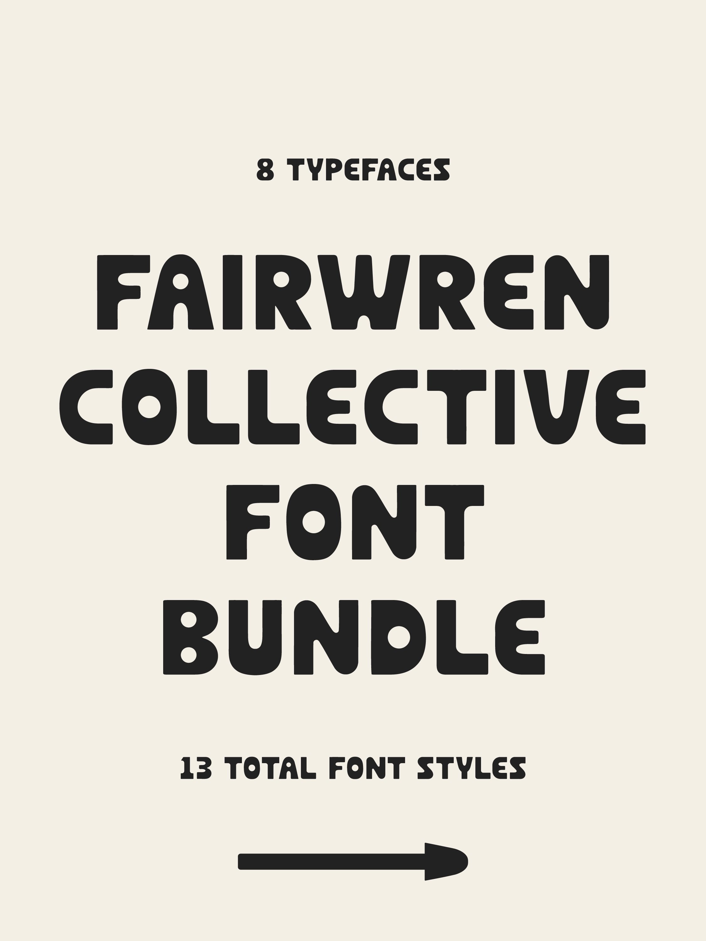 You asked, so I delivered! The Fairwren Collective font bundle includes 8 custom typefaces aka 13 total font styles!

This collection follows my personal journey into font design, featuring typefaces I custom-built for my own branding projects.

Inst