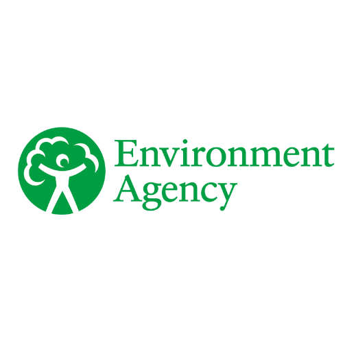 Environment Agency logo, green person icon with green writing next to it