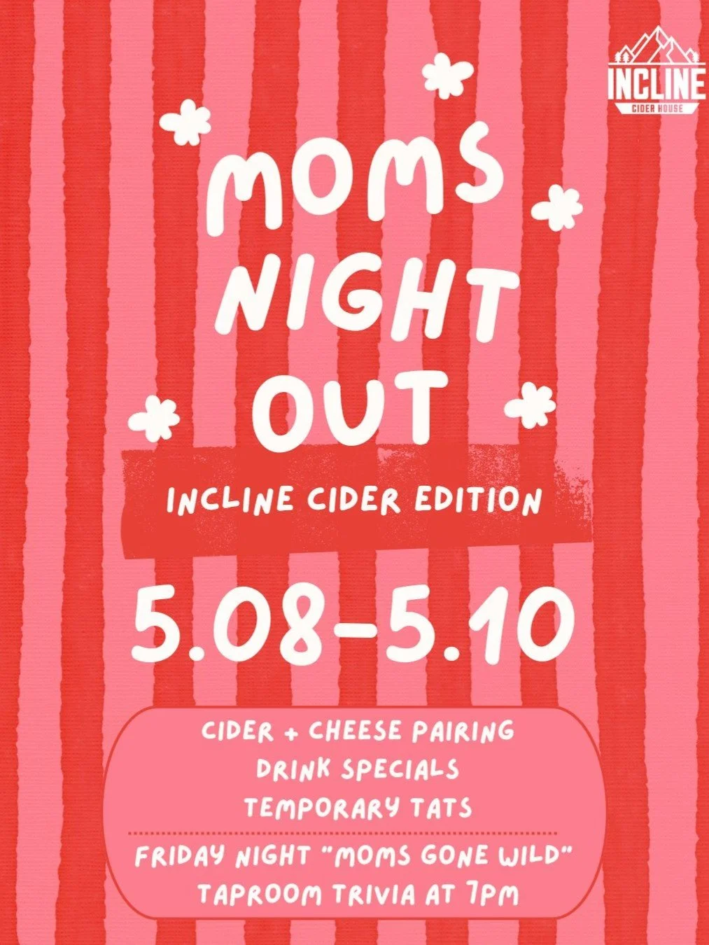 Moms, cider, trivia&mdash;&amp; maybe a cheeseboard. What more do you need? Fun starts Friday, May 8th 💞 @inclineciderhouse