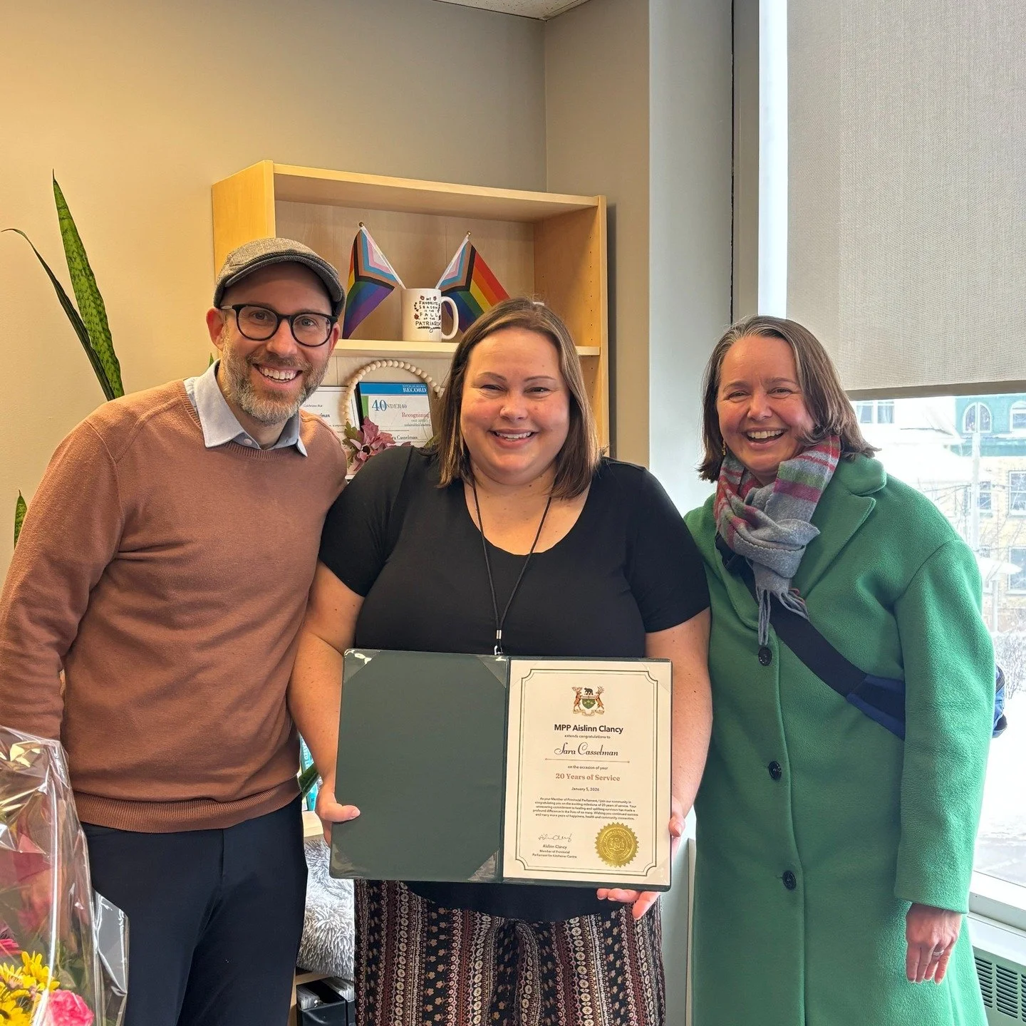 Last week, I had the pleasure of attending a small get together to celebrate Sara Casselman&rsquo;s 20th year serving our community. Sara has spent her career providing a safe space for survivors of sexual assault; offering support and hope. Bravo Sa