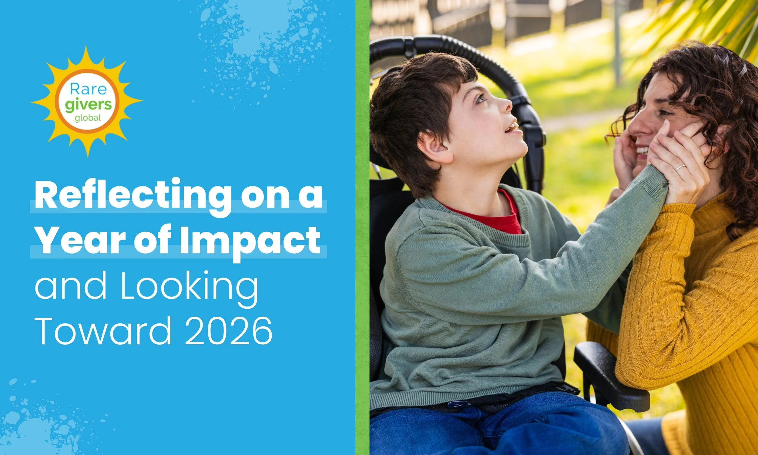 Caregivers gathered in a warm, natural setting, sharing a moment of connection and support that reflects growth, hope, and the future of the rare disease community.