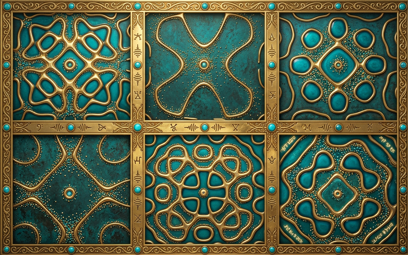 Cymatic shapes and Chladni plate patterns.