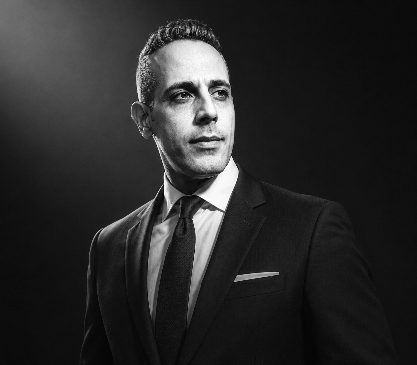 Black and white portrait of Arjay Asadi.