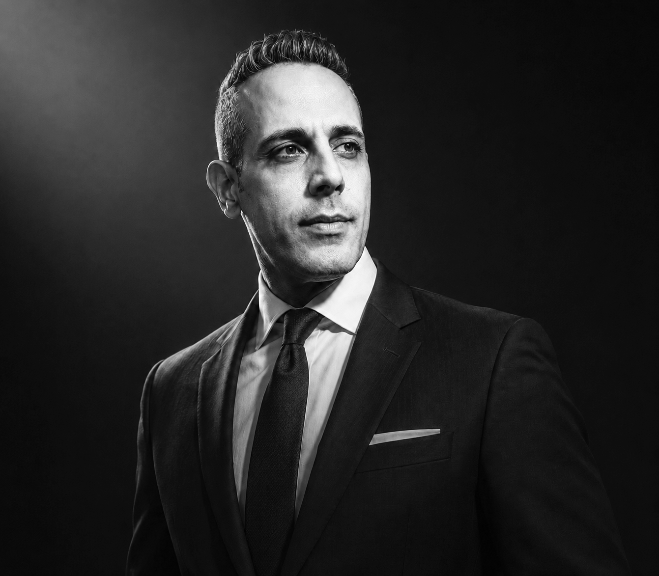 Black and white portrait of Arjay Asadi.