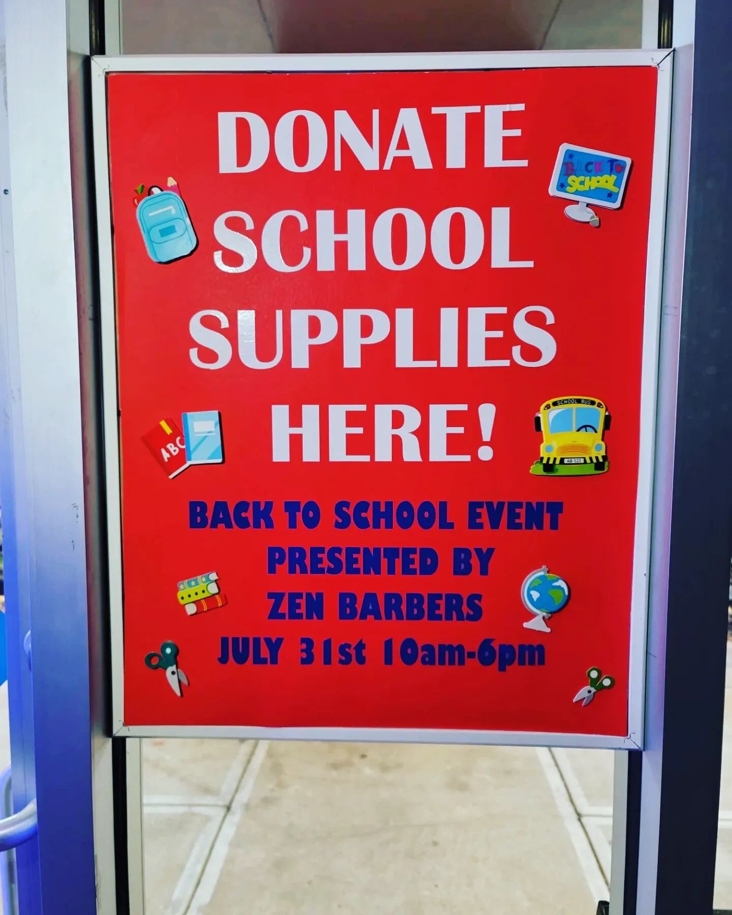 Zen Barbers will be having our FIRST ANNUAL back to school event!!! 

Sunday July 31st. (FLYER COMING SOON)

Zen Barbers
8121 Vineland Ave
Orlando, FL 32821
407-778-1616 

If you are in our area or have any supplies you would like to donate please st