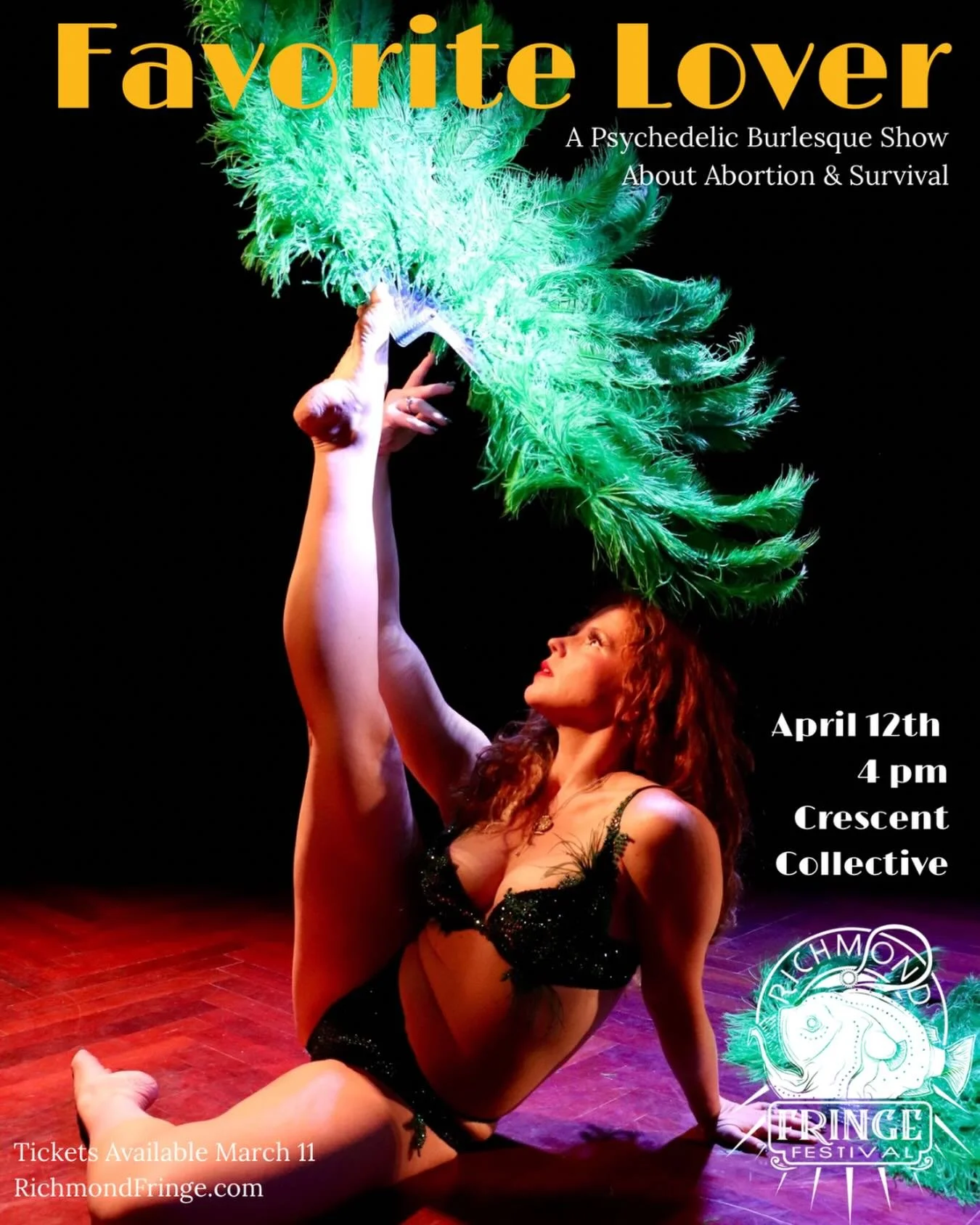 What an honor to be an official selection of @richmond_fringe_fest !

𝘍𝘢𝘷𝘰𝘳𝘪𝘵𝘦 𝘓𝘰𝘷𝘦𝘳
April 12th, 4 pm
📍@rva_crescent_collective 

𝘍𝘢𝘷𝘰𝘳𝘪𝘵𝘦 𝘓𝘰𝘷𝘦𝘳 is a one-woman show about choosing yourself.

Through burlesque, psychedelic p