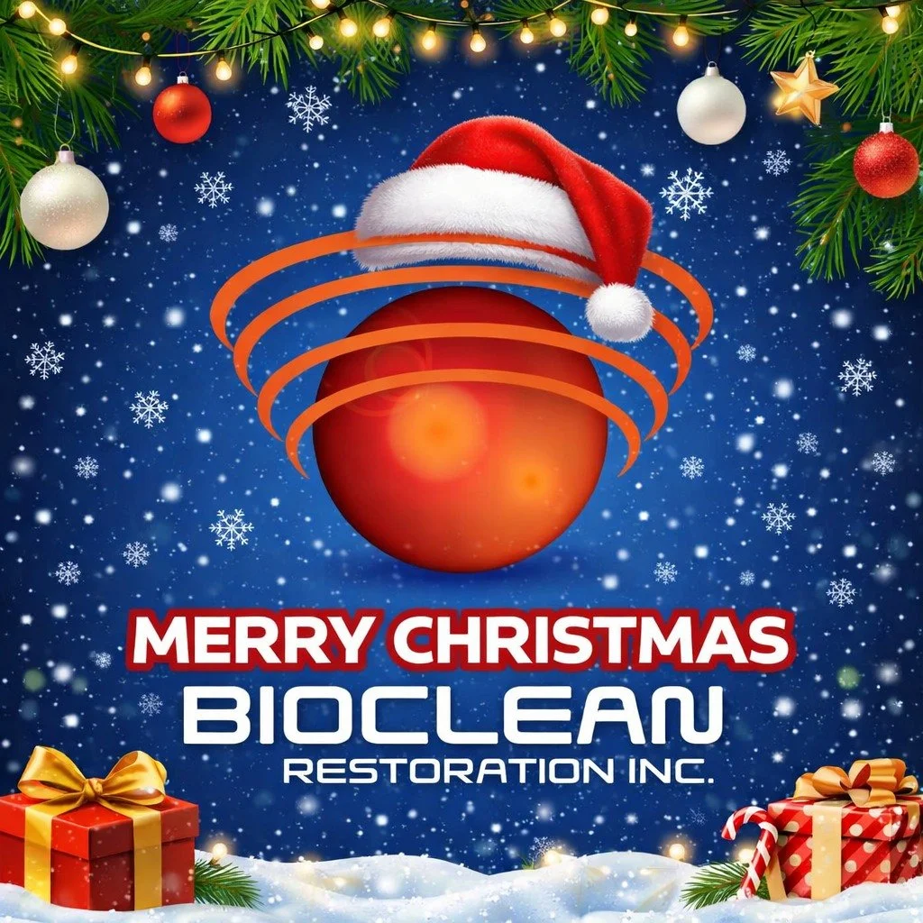 Merry Christmas from all of us at Bioclean Restoration! We&rsquo;re grateful for the trust our customers and community place in us throughout the year. Wishing you a safe, warm, and joyful holiday season with your family and loved ones 🎄