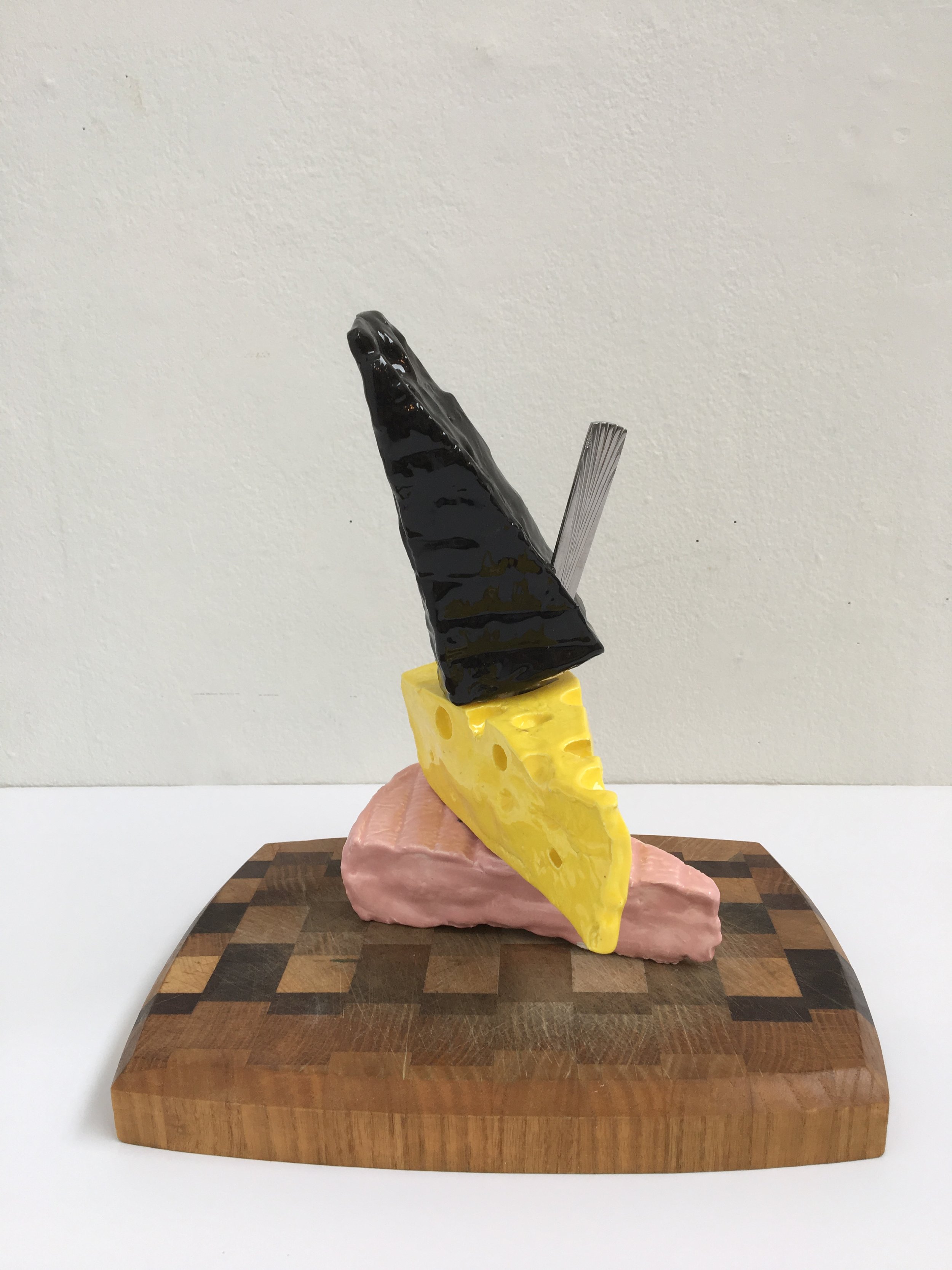 Cheese Board, 2020.
Ceramic, butter knife, cutting board.
12 x 9 x 12 in