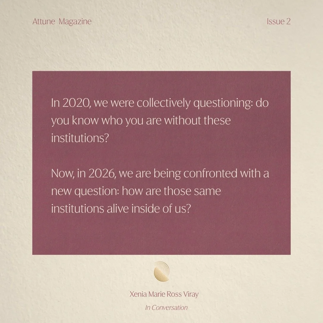 This issue includes a conversation between Attune founder and editor @rebeccakelly_g and @mythsofcreation Xenia Marie Ross Viray, an Imagination Healer, Frequency Artist,  and Creative Catalyst rooted in this question. The full conversation is in Att