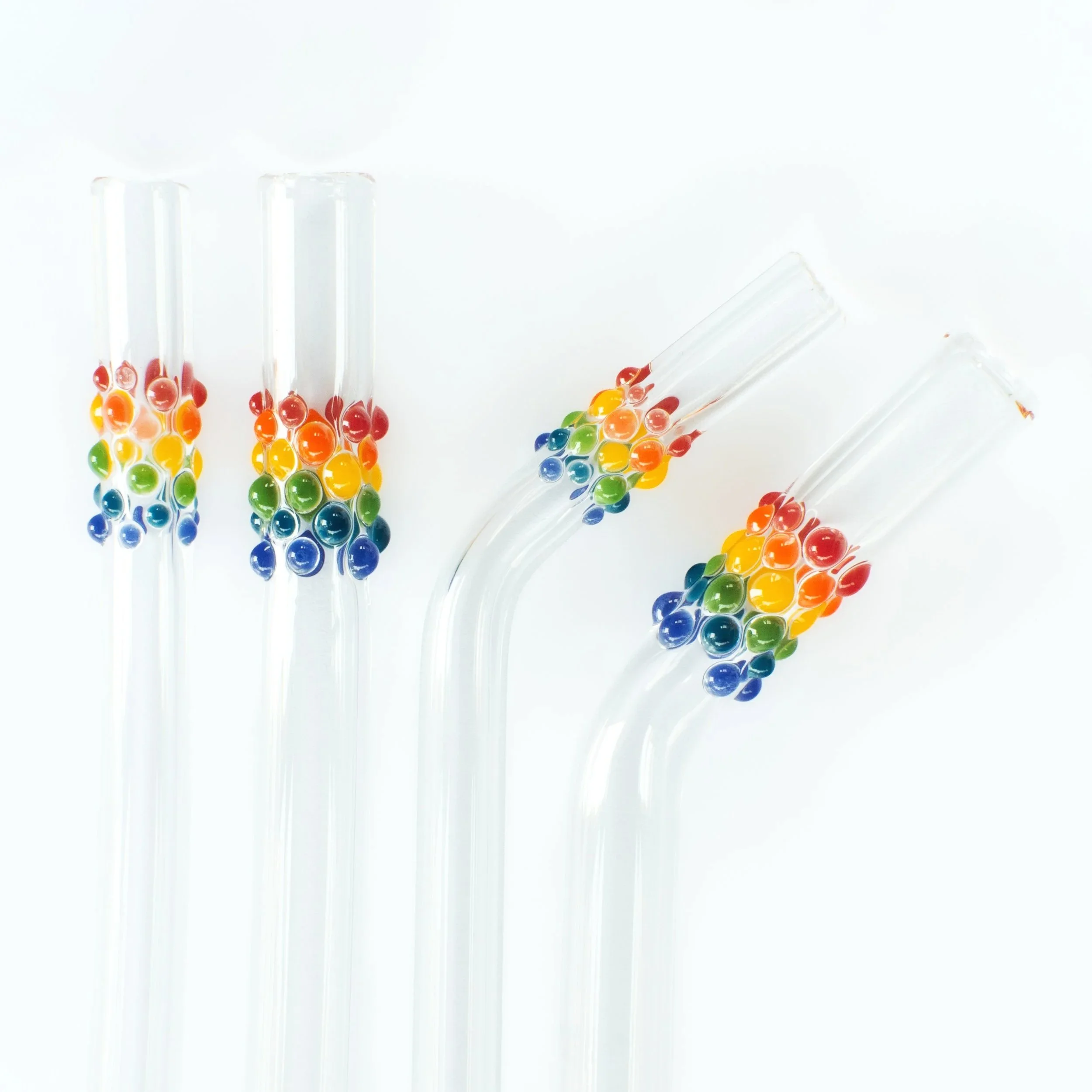 Rainbow Dots Glass Straw