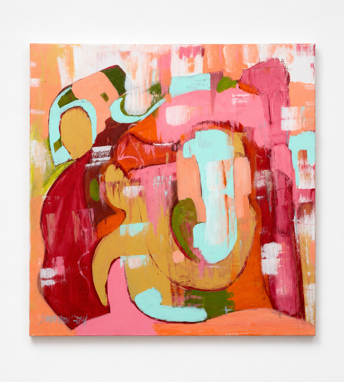 Sherry Wetherington 
"Chasing Flamingos" 
Acrylic on Canvas
36x36"
$650