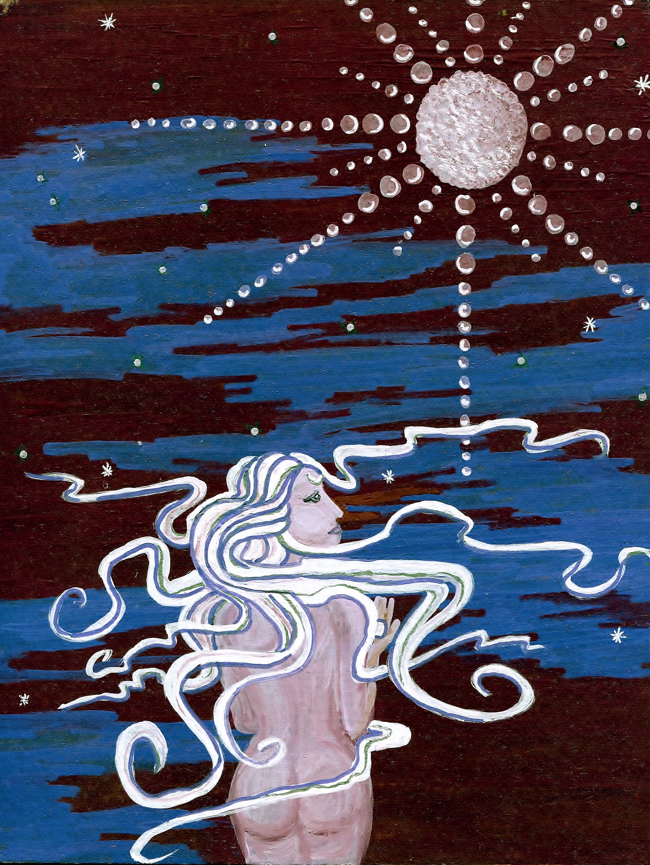 Moon Child, Paintmarker on Cardboard, 2014