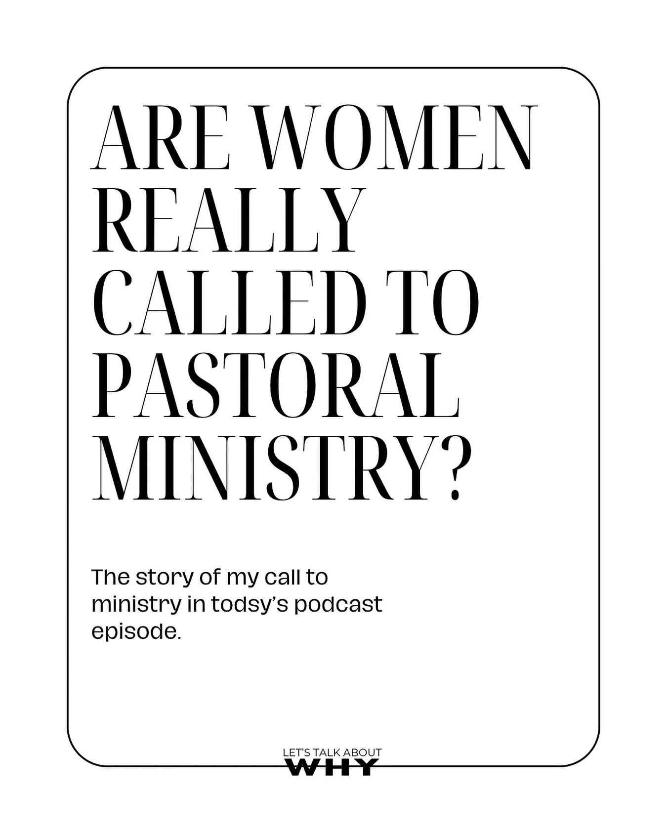 Have you ever questioned if women should@be in pastoral leadership? Drop a ❤️ below if you&rsquo;re going to listen and drop a 💔 if you&rsquo;re not going to listen. I&rsquo;d love to know if this content appeals to you, or not.  In today&rsquo;s ep