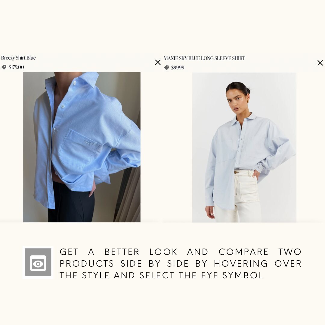 Have two similar styles on your Lookbook and can't decide which one to get? 
Select our 'PREVIEW' button to compare two products side by side! 👀

#curatestyle #ootd #curate #ootdstyle #fashion #fashionstyle #springtime #curatedhome #Spring #curatedg