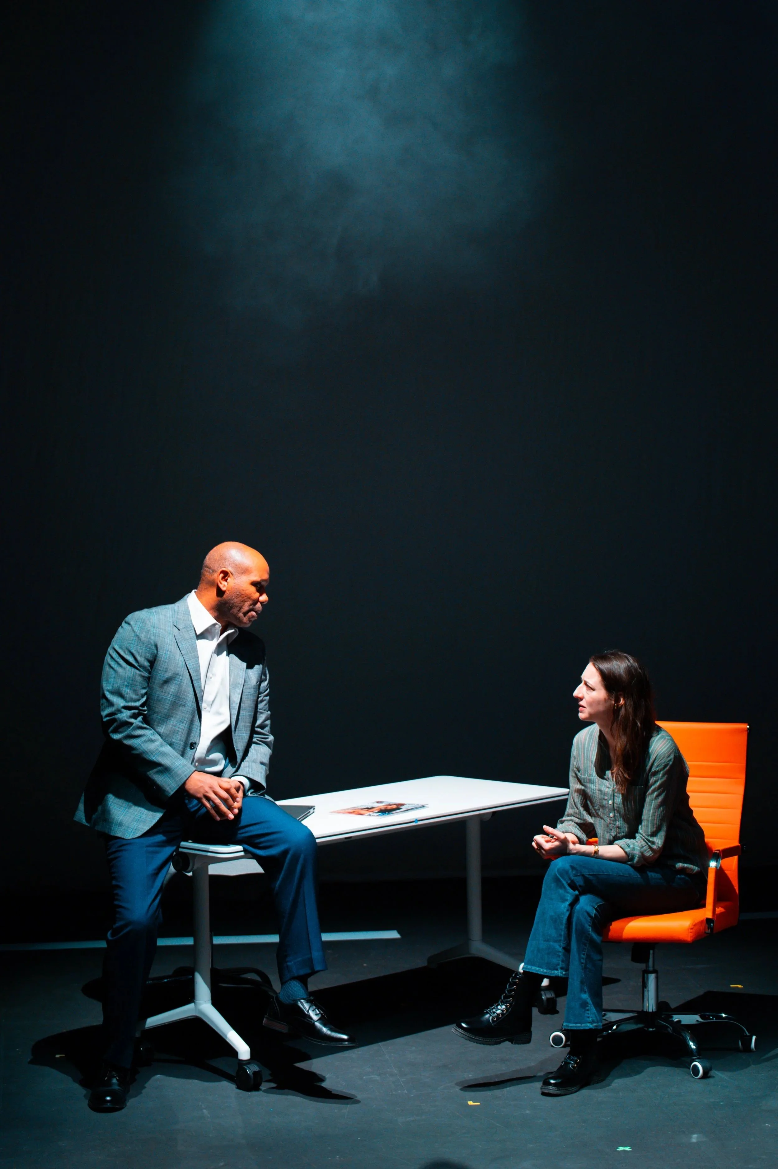 Retraction by David Gutierrez
Presented by OHenry Productions at the Frank Shiner Theatre at The Sheen Center for Thought and Culture, January 2026
Director: Caroline Fairweather
Scenic Design: Juliana Haubrich
Lighting Design: Adrian Yuen
Costume De