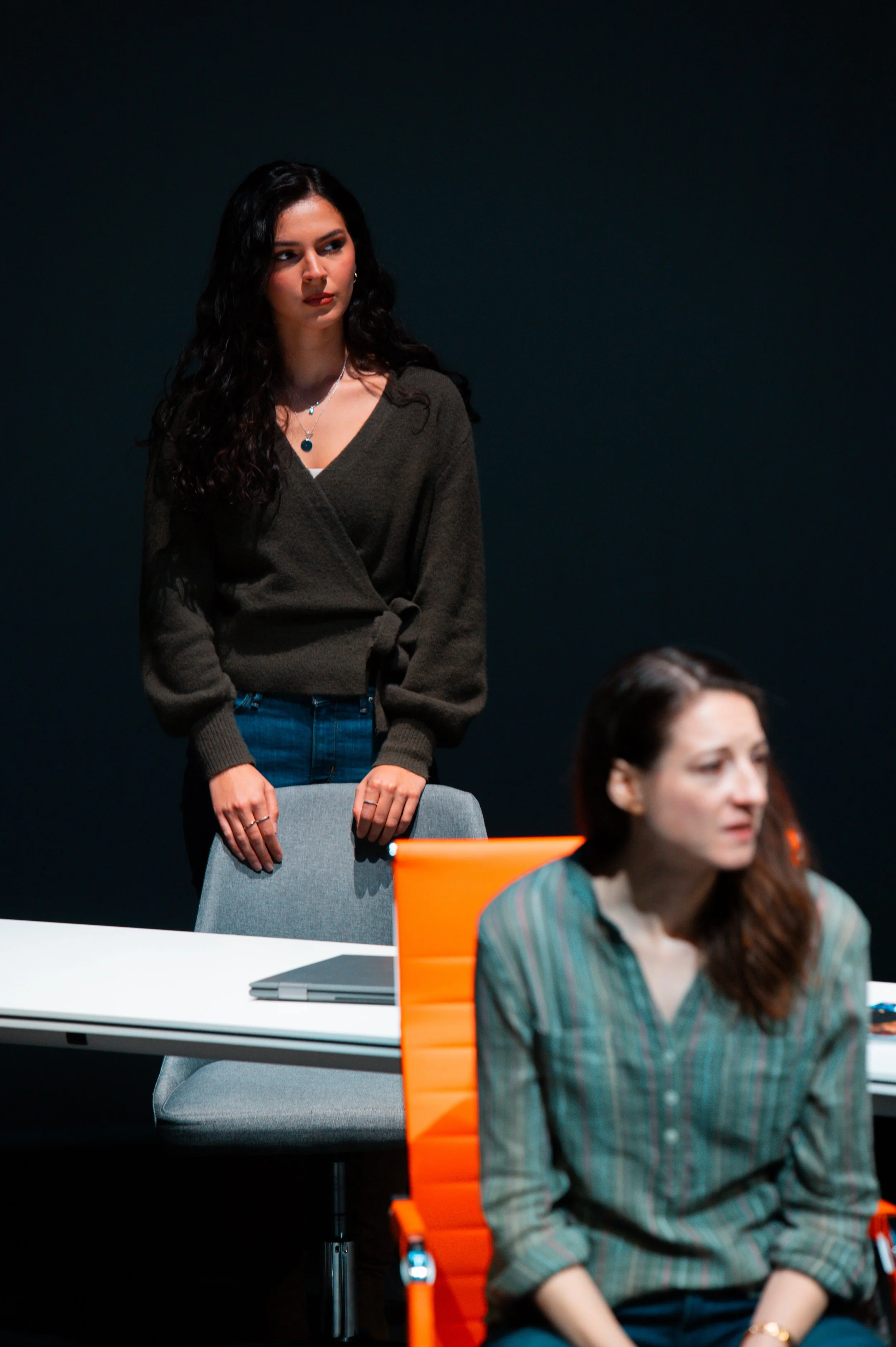 Retraction by David Gutierrez
Presented by OHenry Productions at the Frank Shiner Theatre at The Sheen Center for Thought and Culture, January 2026
Director: Caroline Fairweather
Scenic Design: Juliana Haubrich
Lighting Design: Adrian Yuen
Costume De