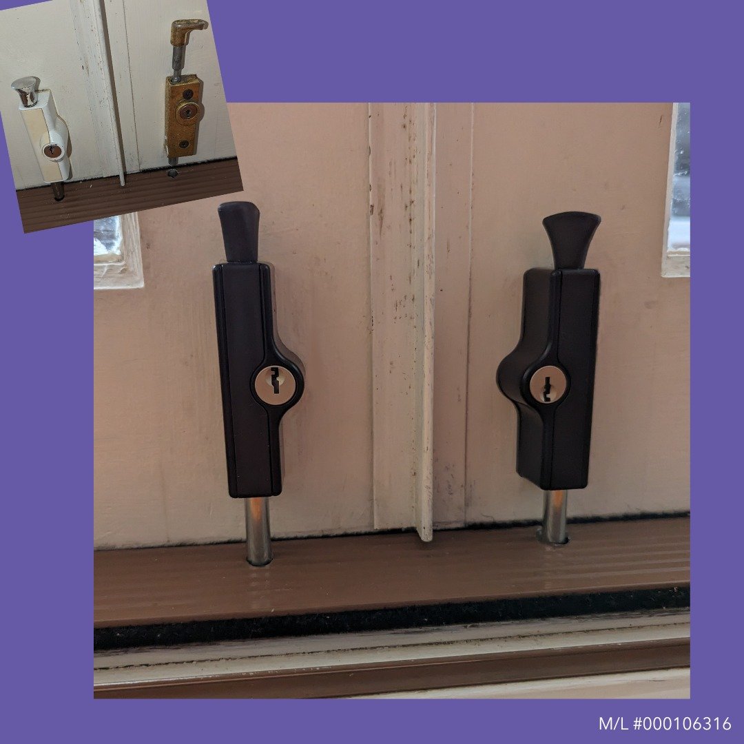 Here's a little patio bolt update we did recently. The oldies had seen better days - they had lost keys, didn't work well and didn't even match each other! 🫣

These freshies are keyed alike to the other house locks, work smooth as silk and look at t