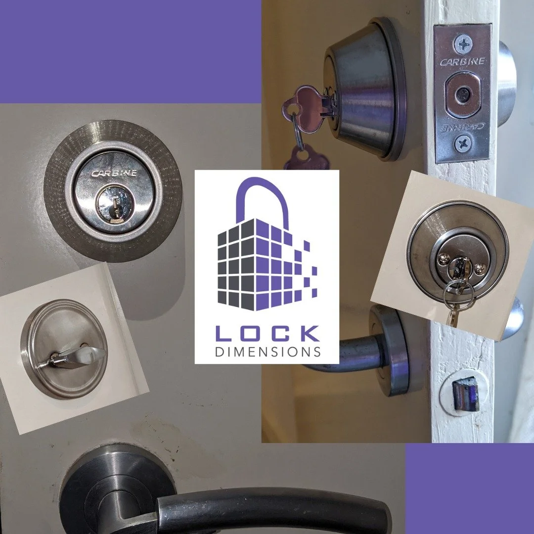 Does that super convenient door, leading from your garage straight into your home, have a lock on it? Do you use it?
Here are just a couple of examples we installed recently - one with a key on the inside, one with a turn snib. No more relying on th