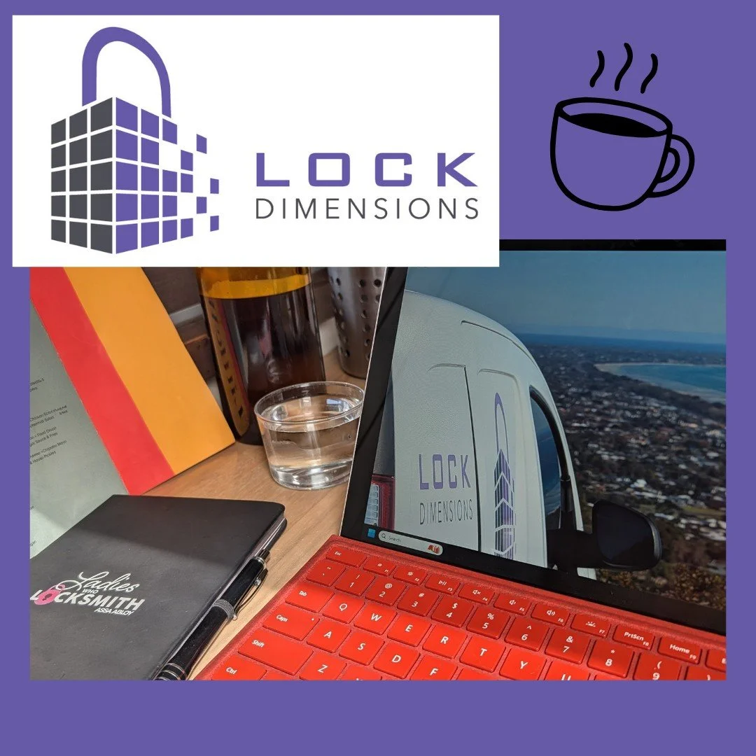 Here's an insight into one of the hard sides of being a mobile only Locksmith....sometimes you just have to make do where you can and every coffee shop becomes a temporary office. I know, I know, you're wondering how we cope - just know we're dedicat