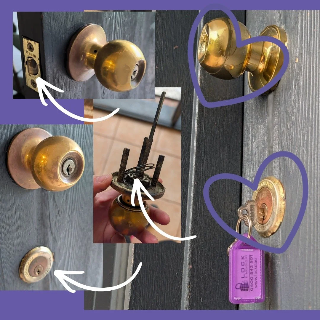 This customer had a difficult front door.

The knobset was fiddly = the latch didn't bounce back, because the main spring (and more) were broken and floating about inside the lock. It needed replacing.

The deadlock was loose and hard to operate = th