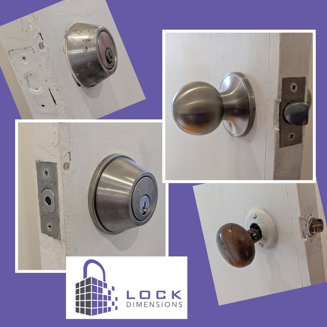 With a new tenant moving in, a property we visited this week needed some help. Here are two of the before and afters - a rusty old deadbolt that was also painted out of action, and a passage knobset that was the last of its kind and well past its use