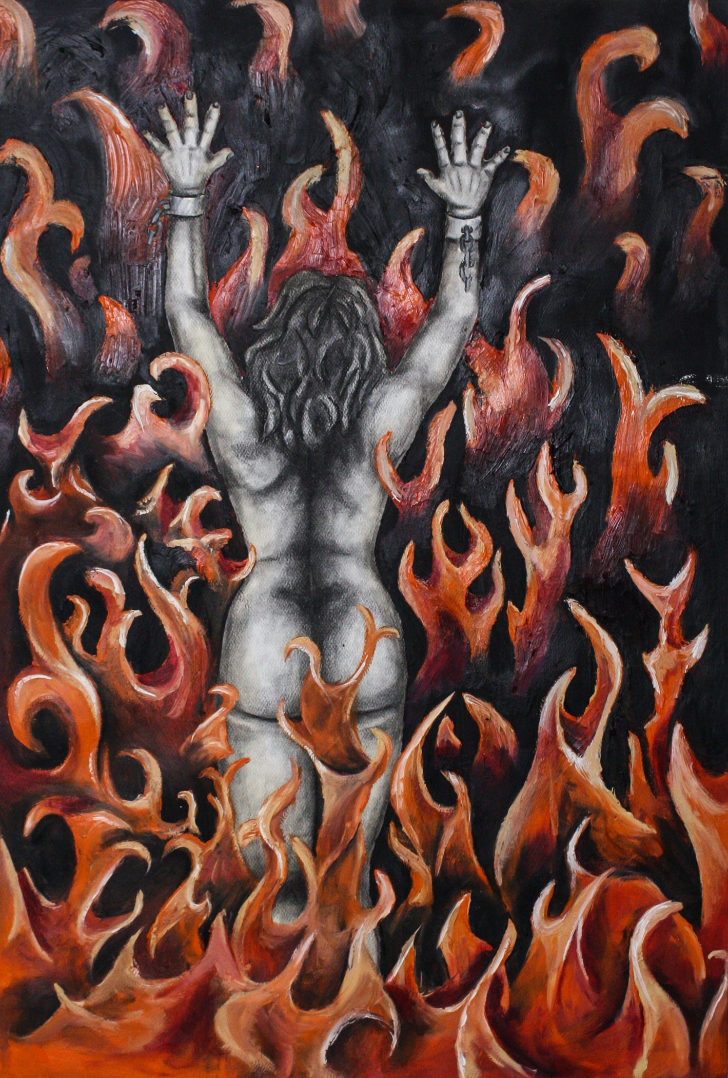 "Oil Experiment" - charcoal and oil paint, 15"x22"