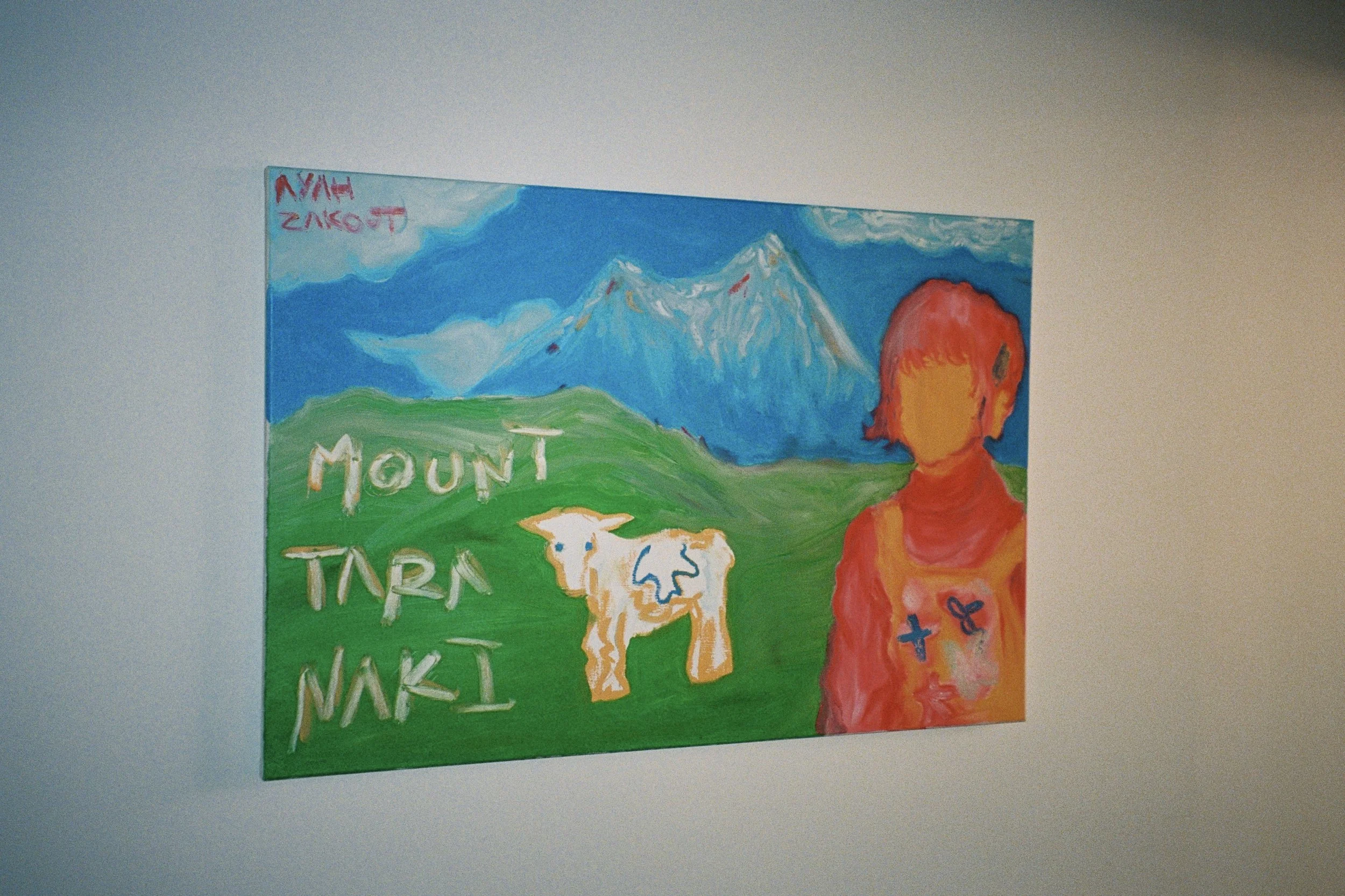 Mount Taranaki, 2024, oil paint and oil stick on canvas 
