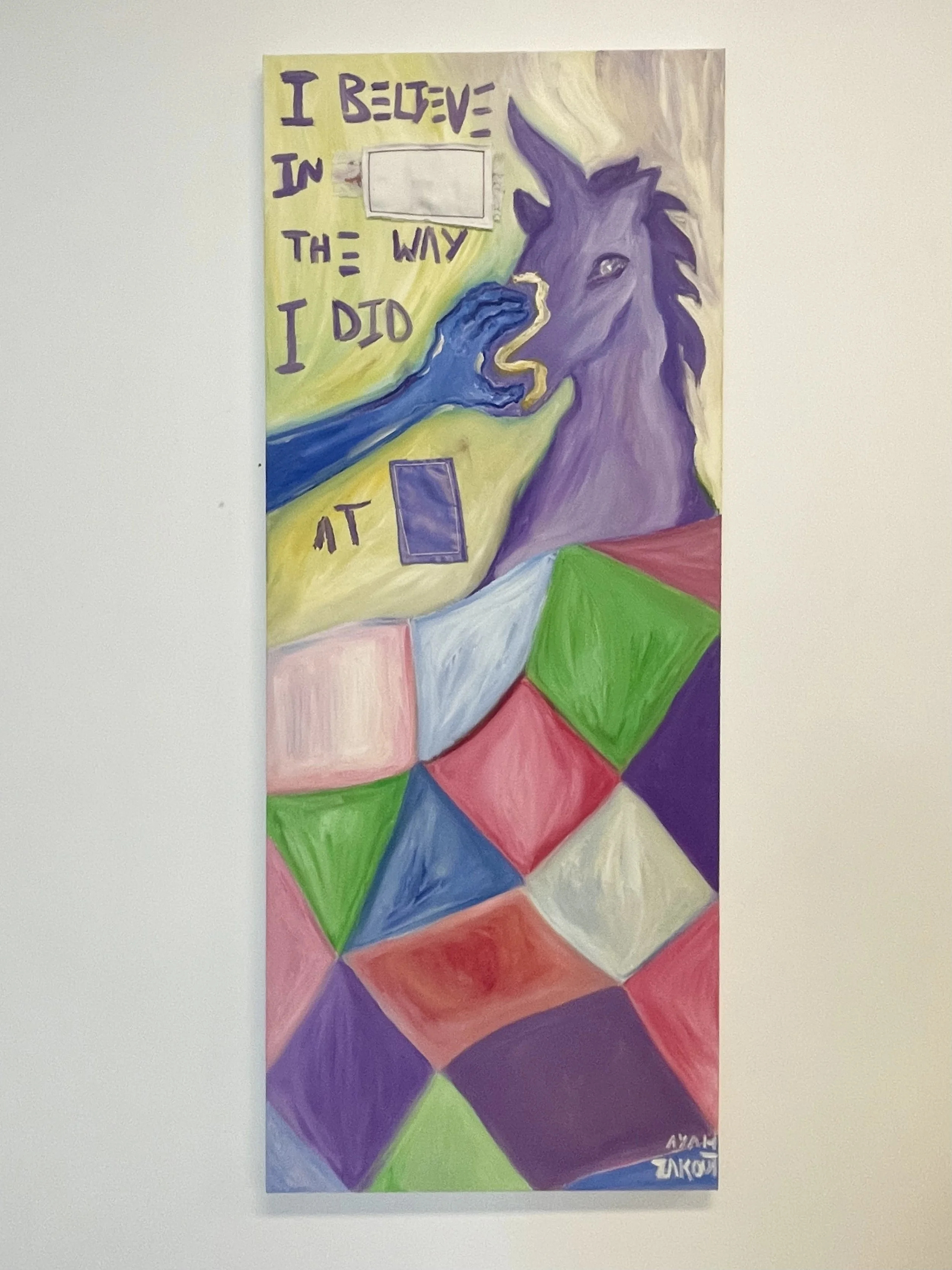 Rebirth, 2025, oil paint and fabric on canvas