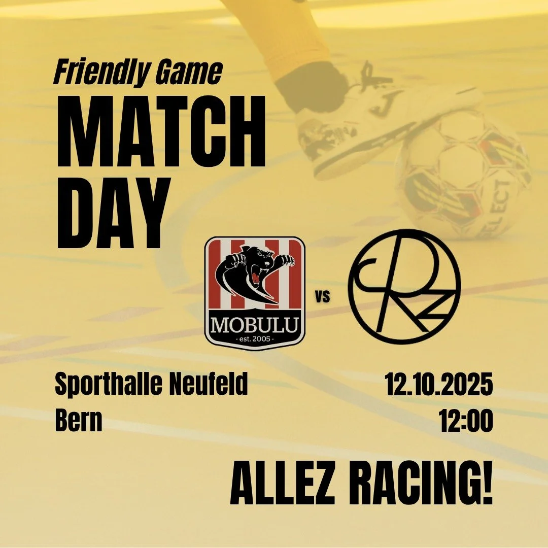 Zu Besuch in der Bundeshauptstadt ⚽

Am kommenden Sonntag treten wir im zweiten Freundschaftsspiel der Saison gegen das zweite Team des @mobulufutsal an.

Wir freuen uns auf das Spiel! 🔥

#AllezRacing #RacingClubZurich #RCZ #GoBananas #Futsal #PlayF