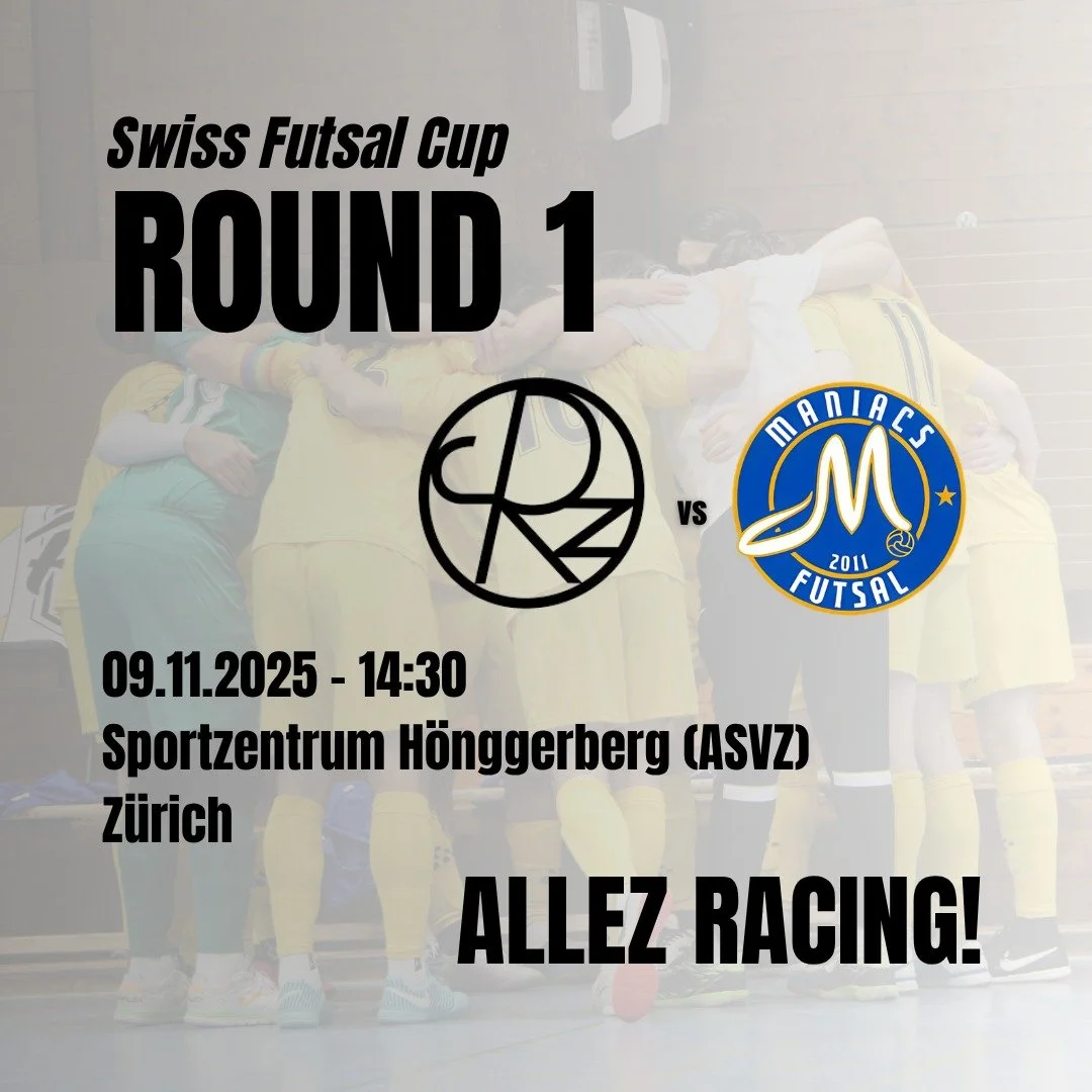 Der Cup ist da! 🏆

Diesen Sonntag beginnt der #SwissFutsalCup. In der ersten Runde empfangen wir das Herrenteam des Traditionsverein @futsal_maniacs 🔥

📍 Sportcenter H&ouml;nggerberg (ASVZ), Z&uuml;rich
⏰ 14:30

Wir freuen uns sehr &uuml;ber die B