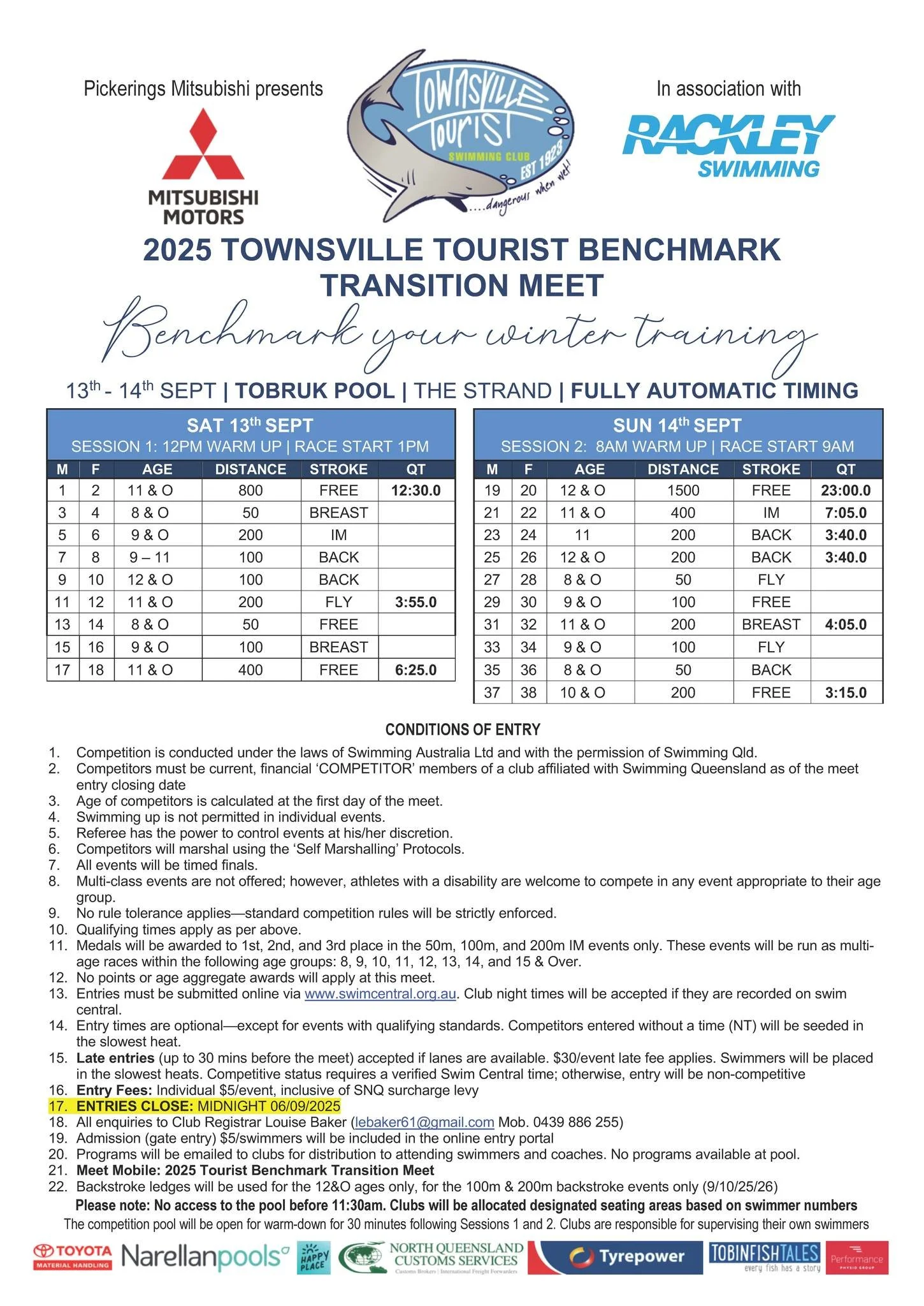 2025 Townsville Tourist Benchmark Transition Meet