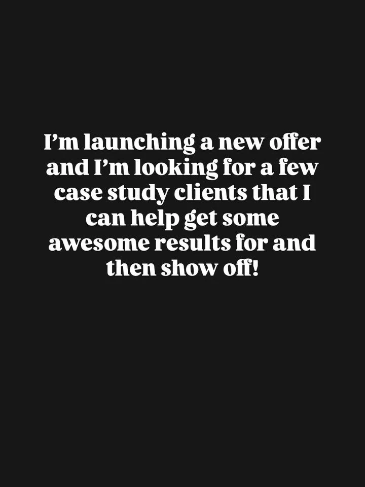 I&rsquo;m launching a new offer and I&rsquo;m looking for a few case study clients that I can help get some awesome results for and then show off! 

I&rsquo;m looking for a very specific person for this, so if you&hellip;

1. Are looking to start or 