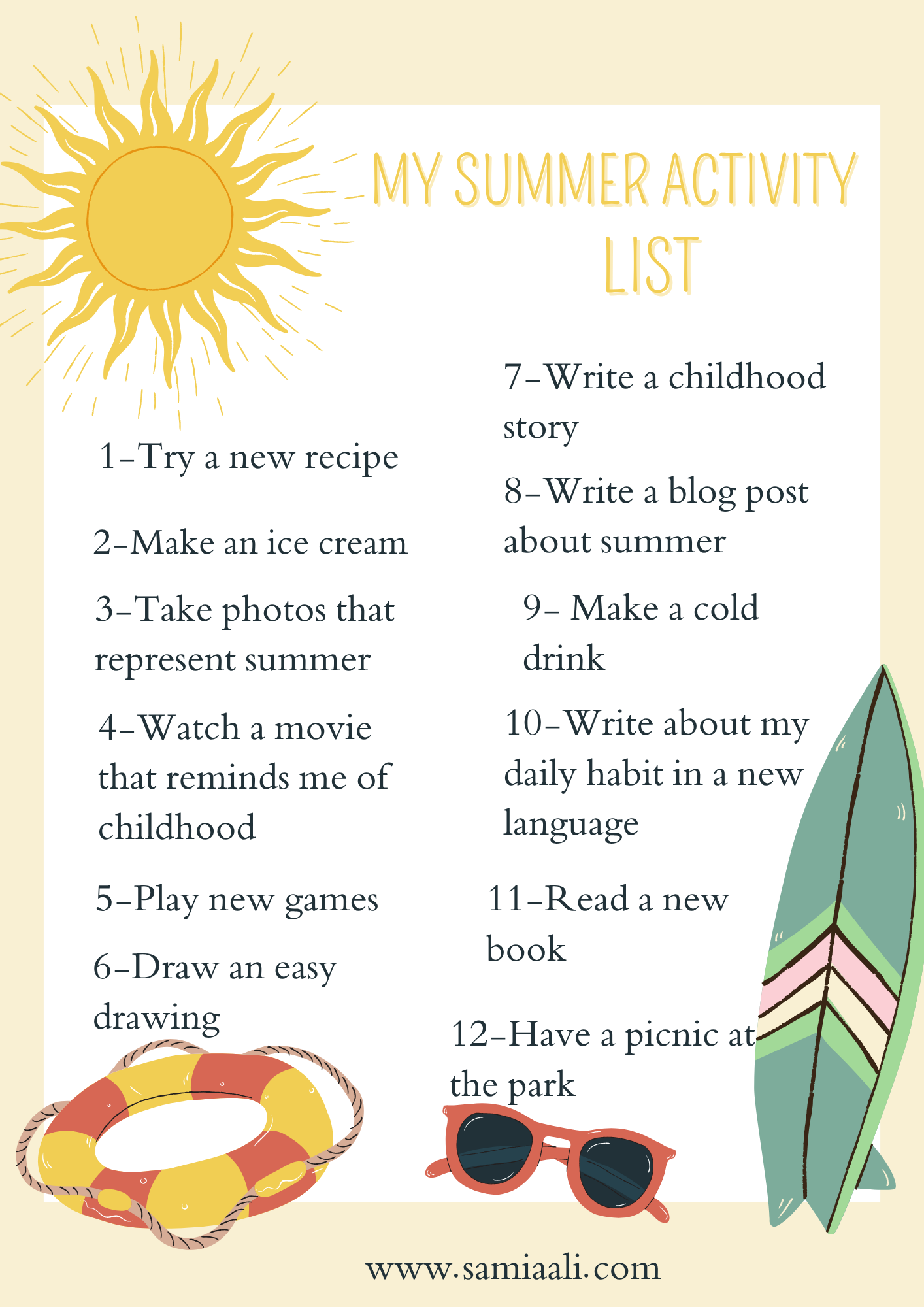summer activity list